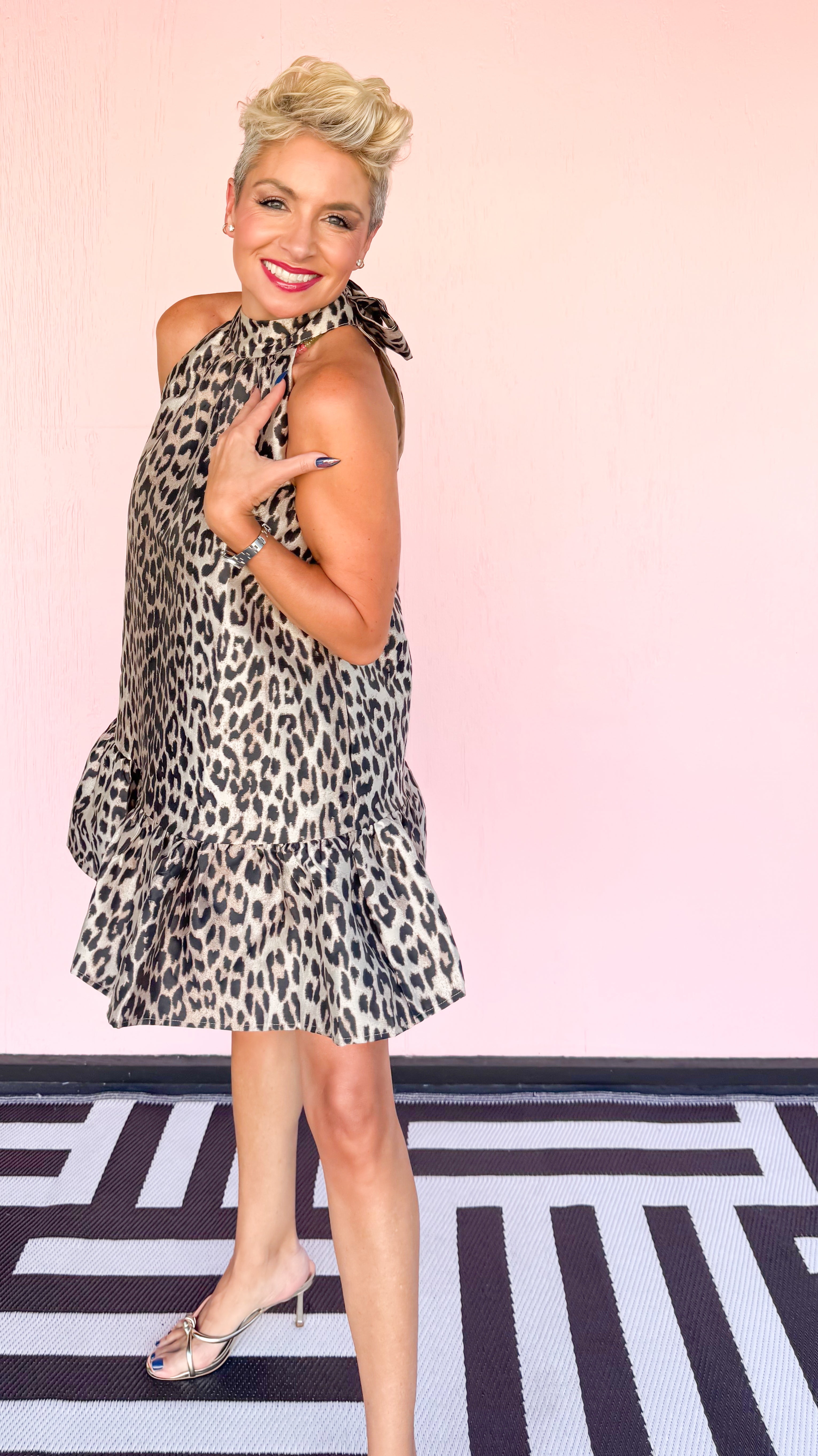 Halter Style Leopard Short Dress