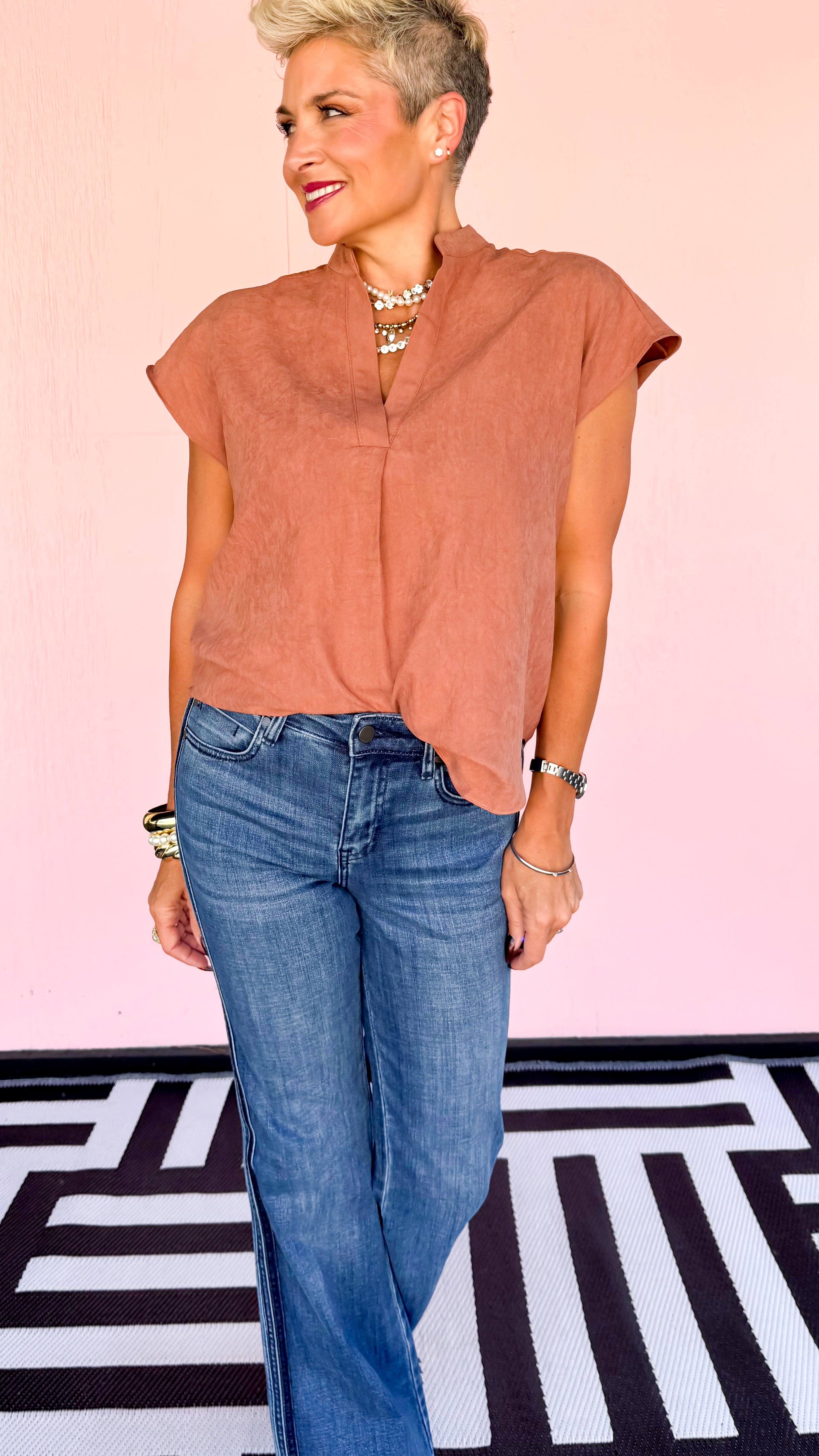 Soft Matte Drop Shoulder Top/Rust