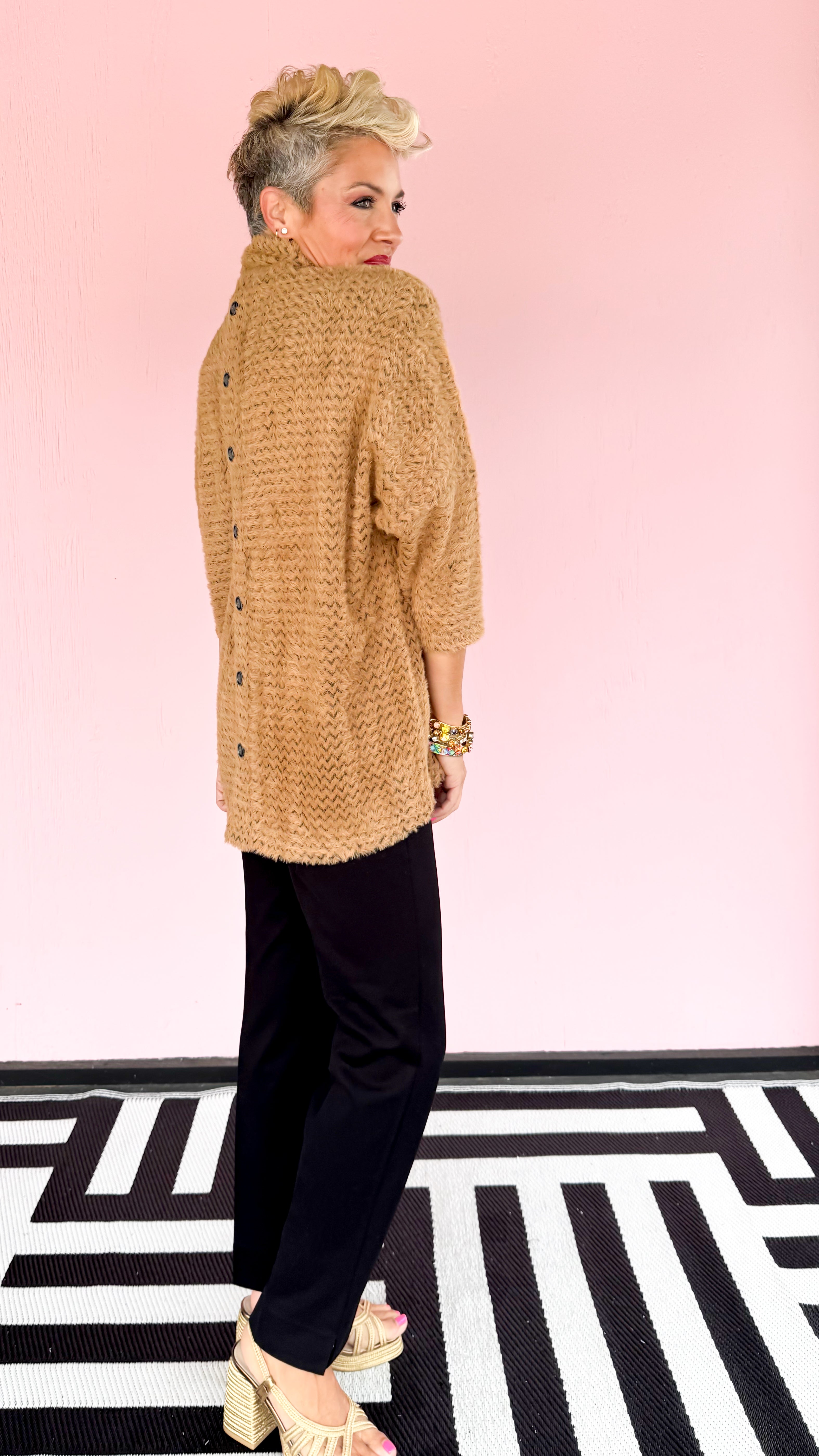 Charla Fuzzy Chevron Top/Camel - The BLVD