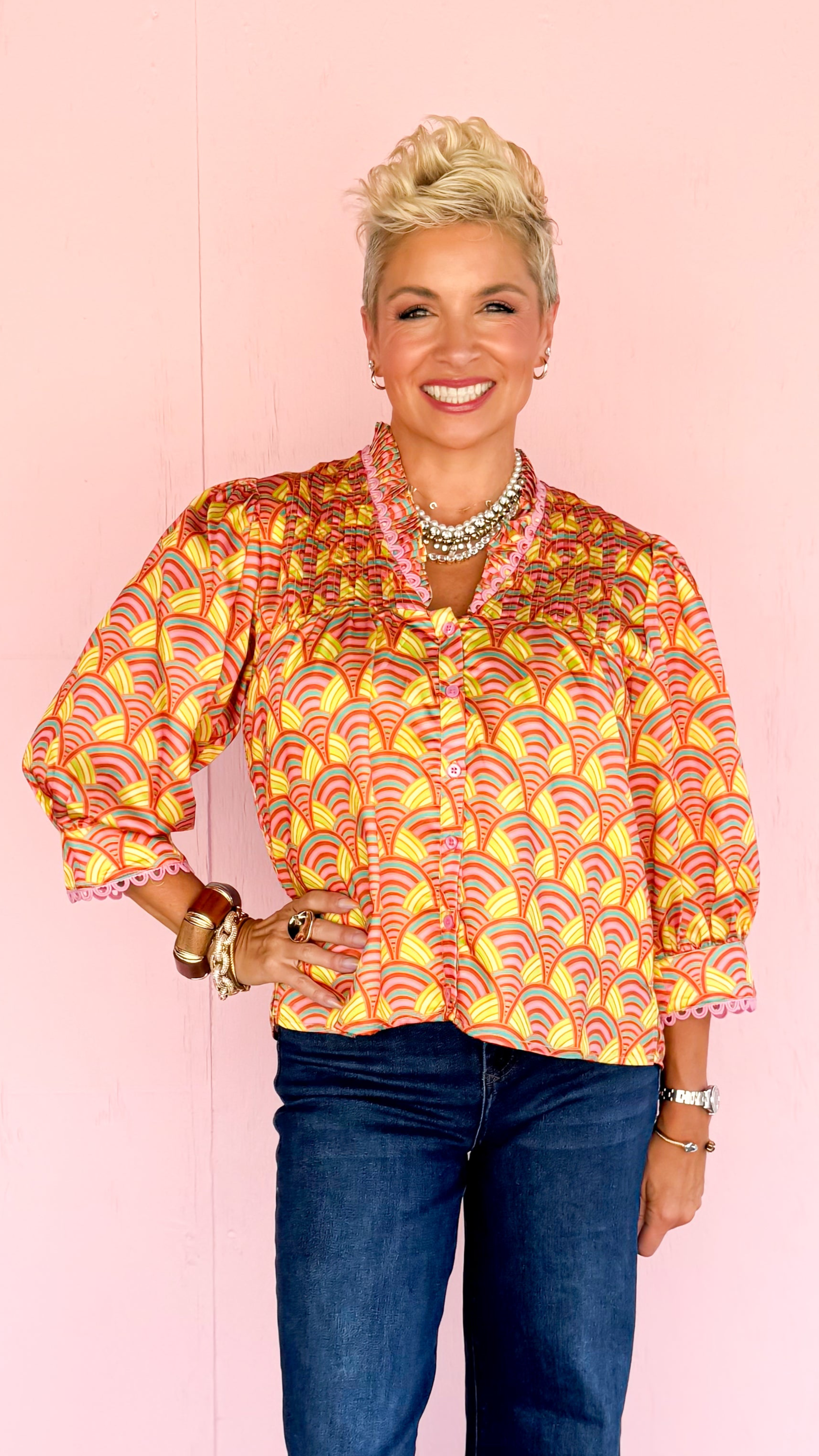 Blake 3/4 Sleeve Top/Yellow
