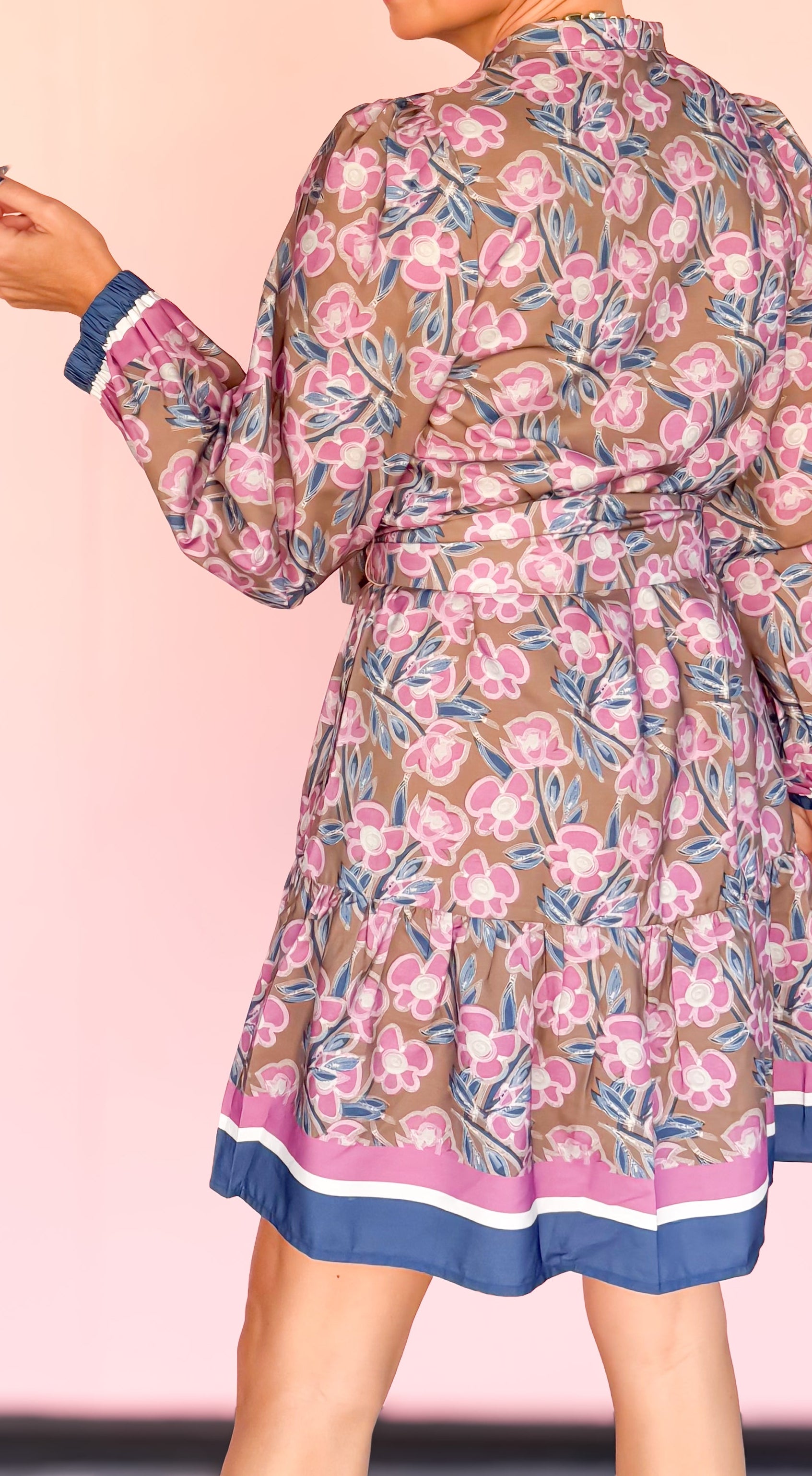 Ruffle Hem Shirt Dress/Brown - The BLVD