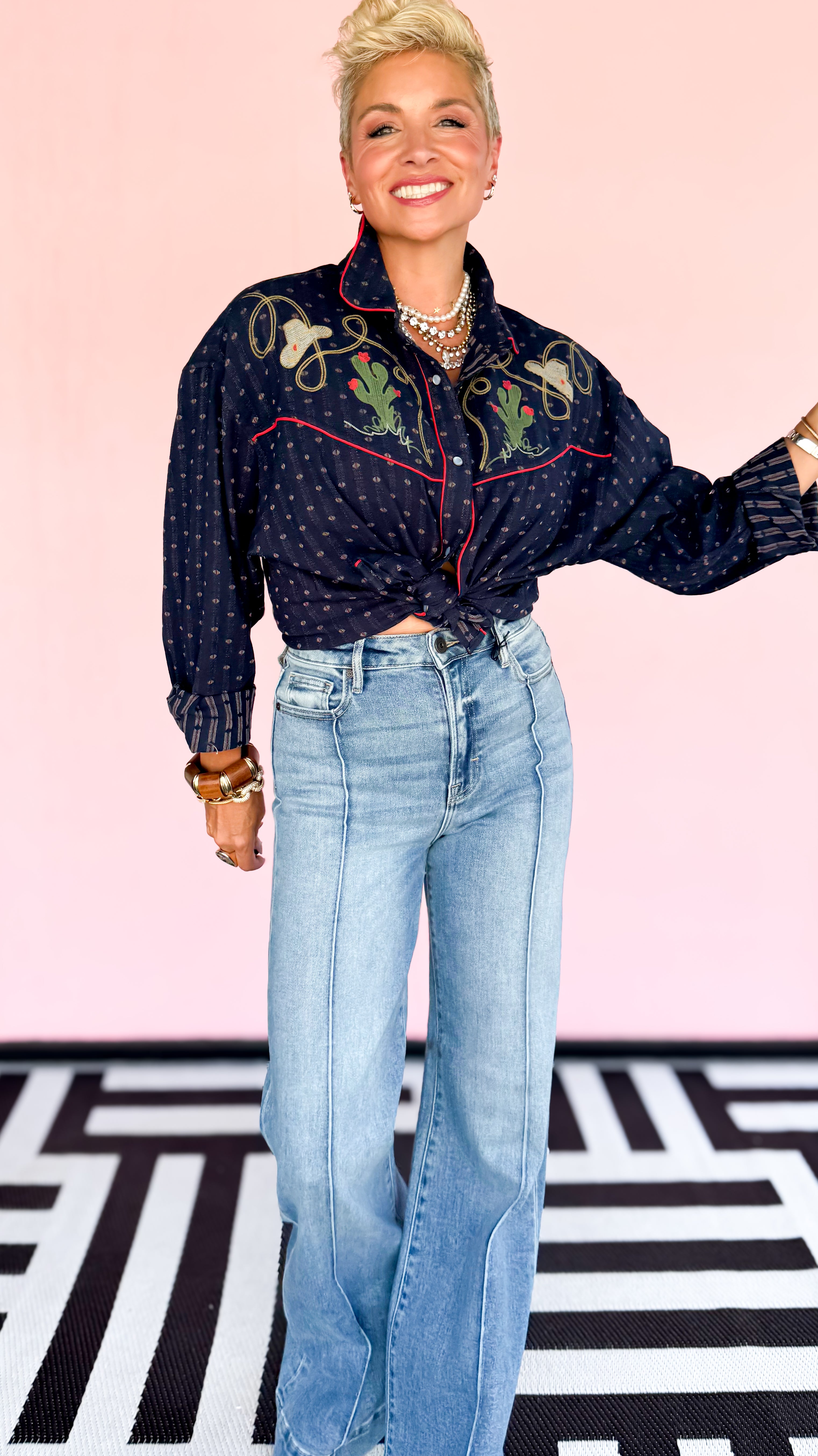 Keyla Western Top/Navy