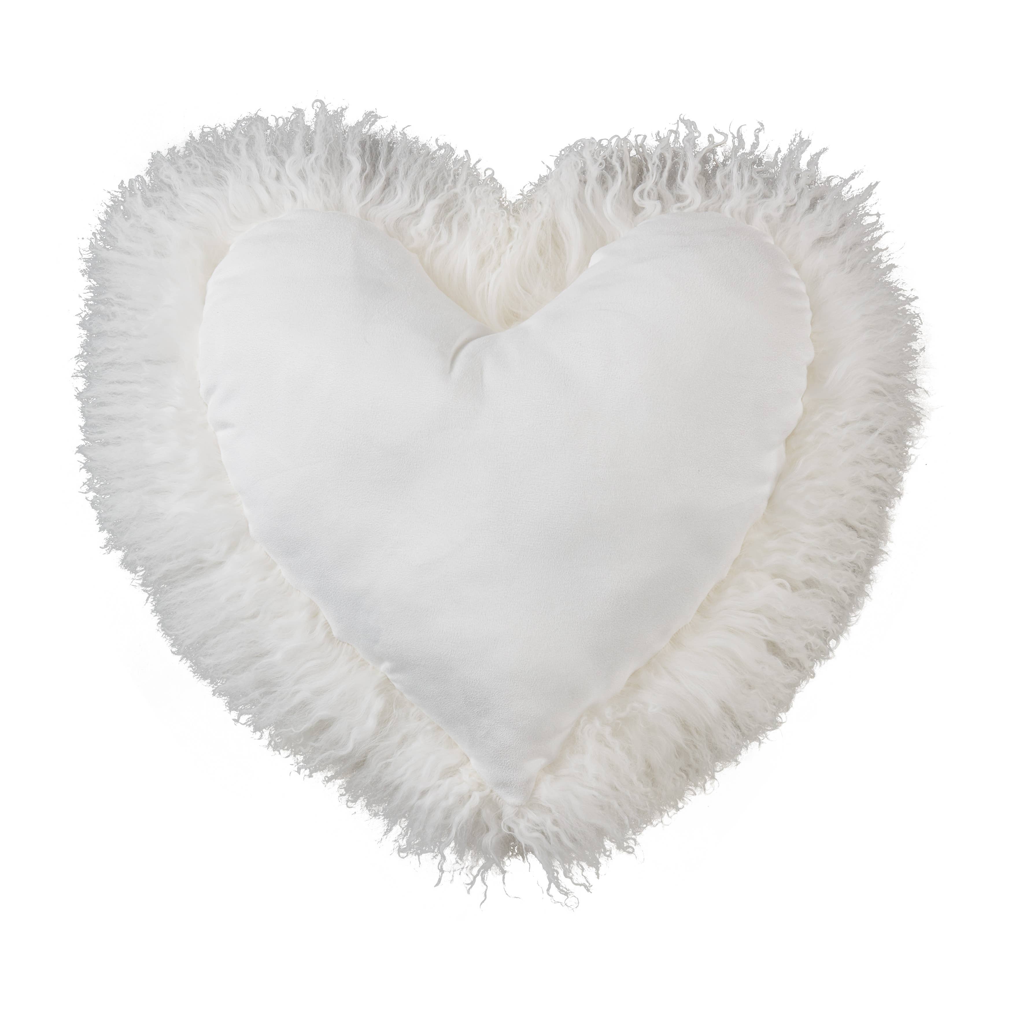 Mongolian Lamb Fur Heart Pillow - Poly Filled - The BLVD