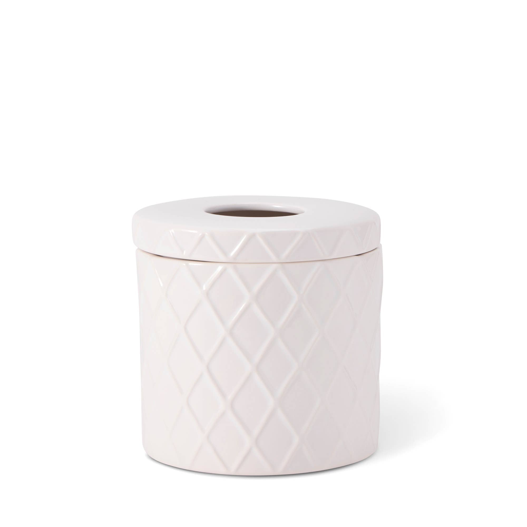 Ceramic Diamond Pattern Tissue Box - White