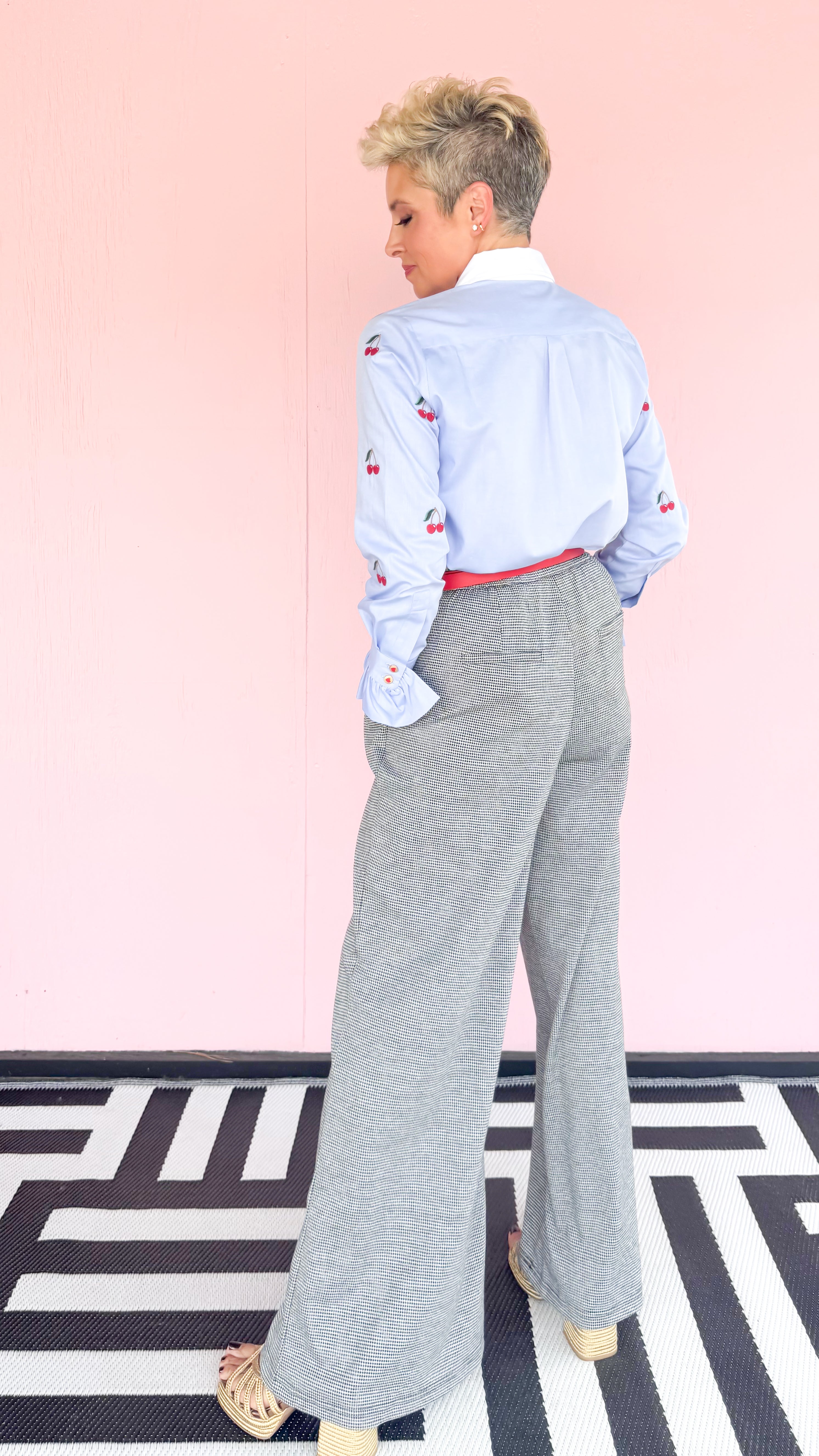 Houndstooth Wide Leg Trousers