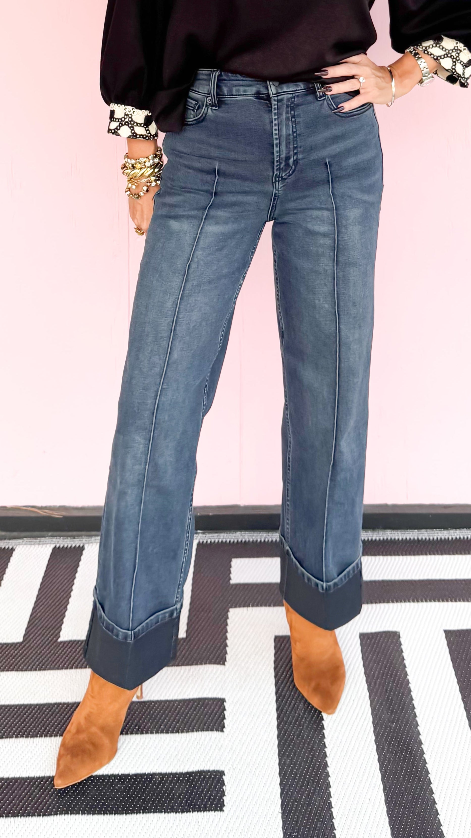 Holly Callaway High Rise Cuffed Jean