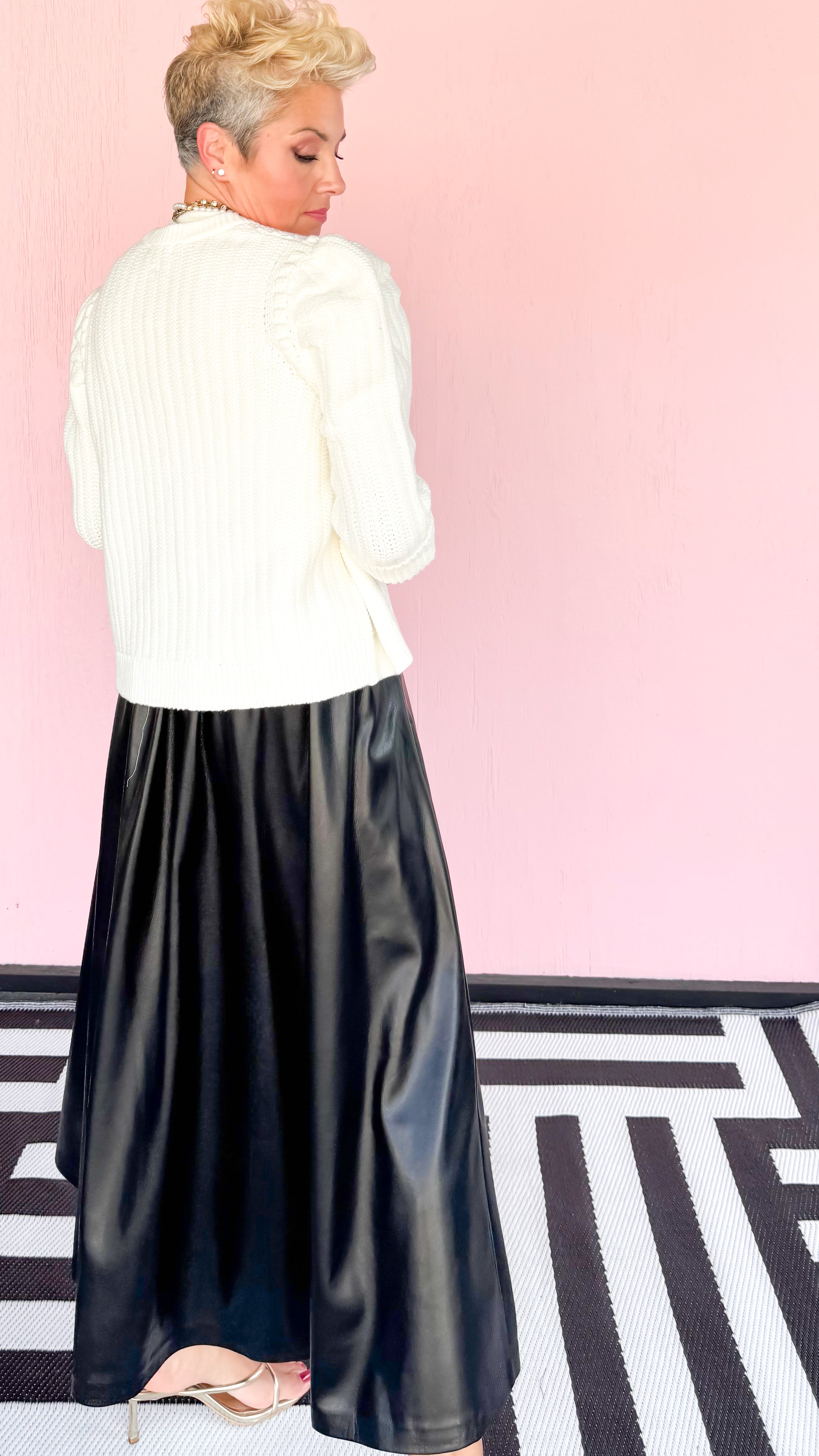 Liza Cotton Cable Knit Cardigan/Ivory