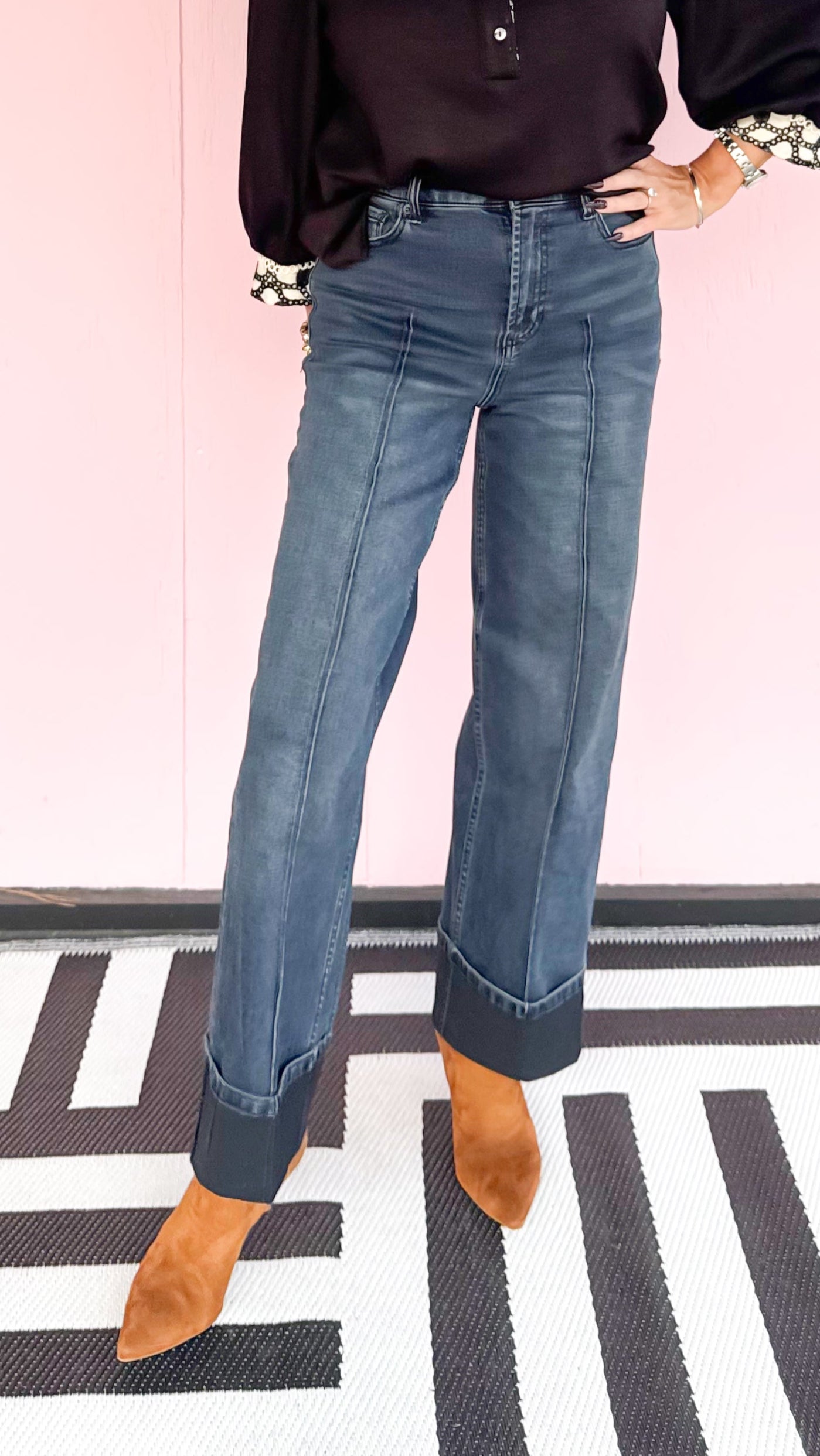 Holly Callaway High Rise Cuffed Jean