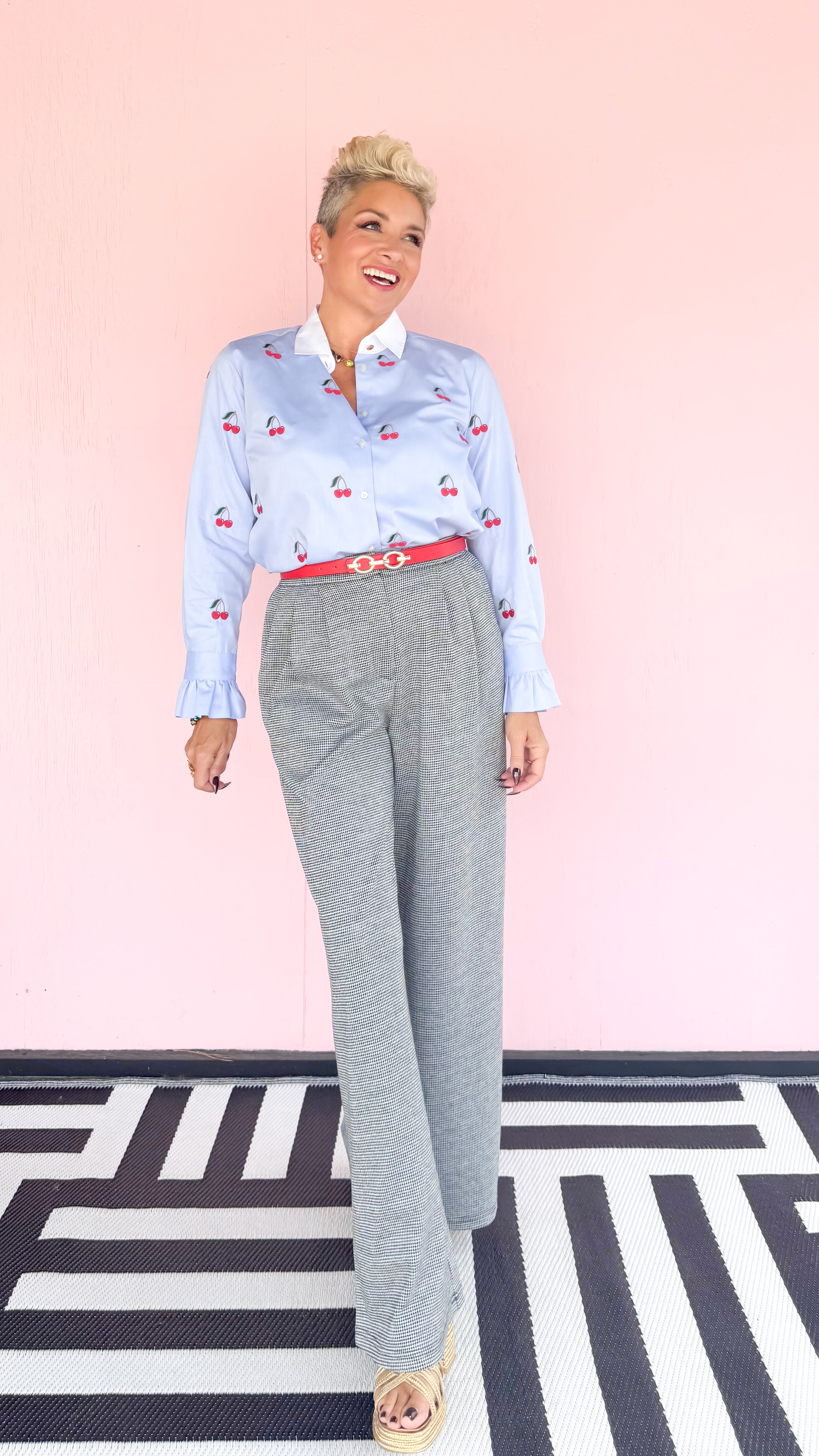 Houndstooth Wide Leg Trousers