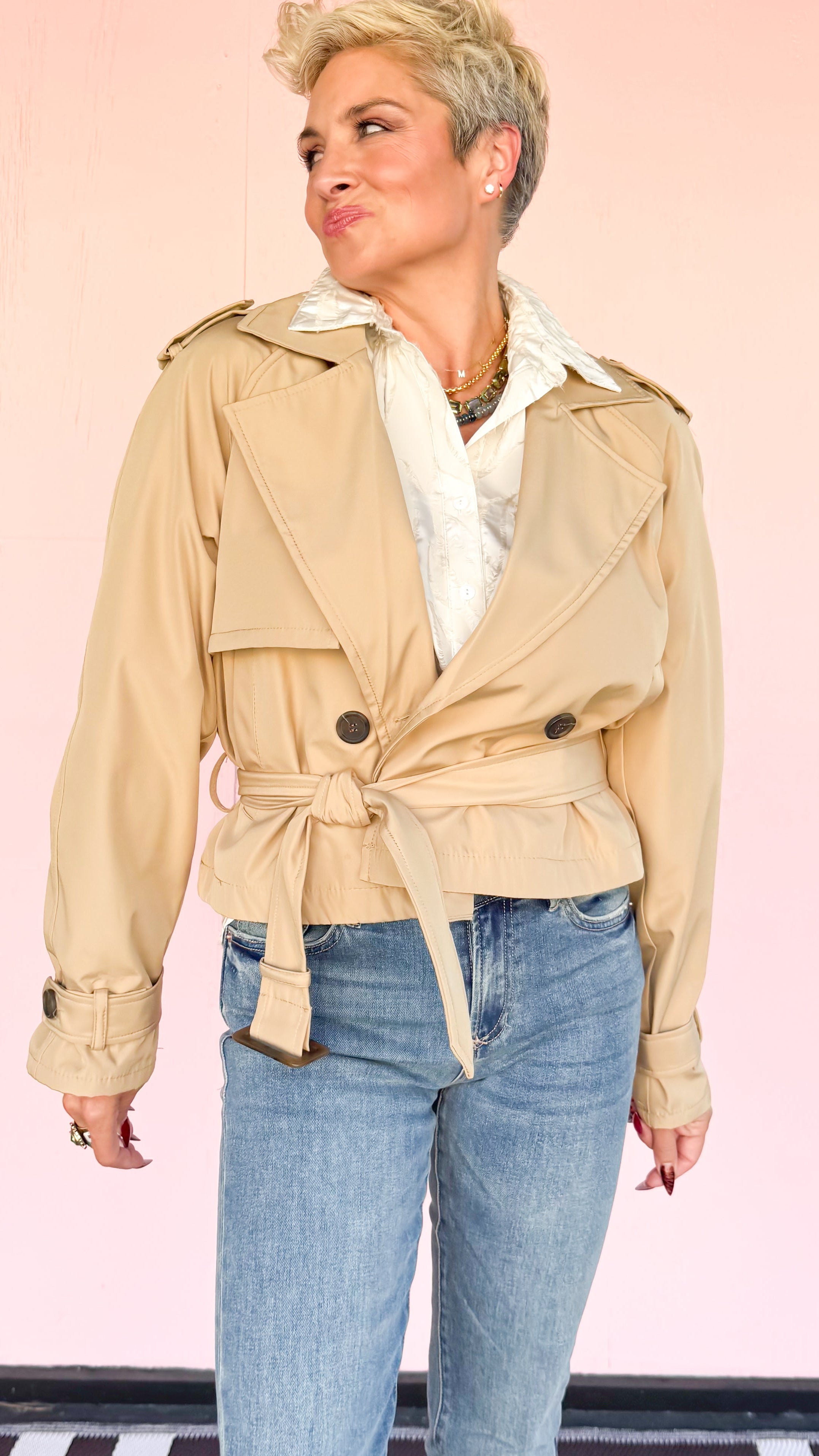 Cropped Trench Coat/Tan - The BLVD