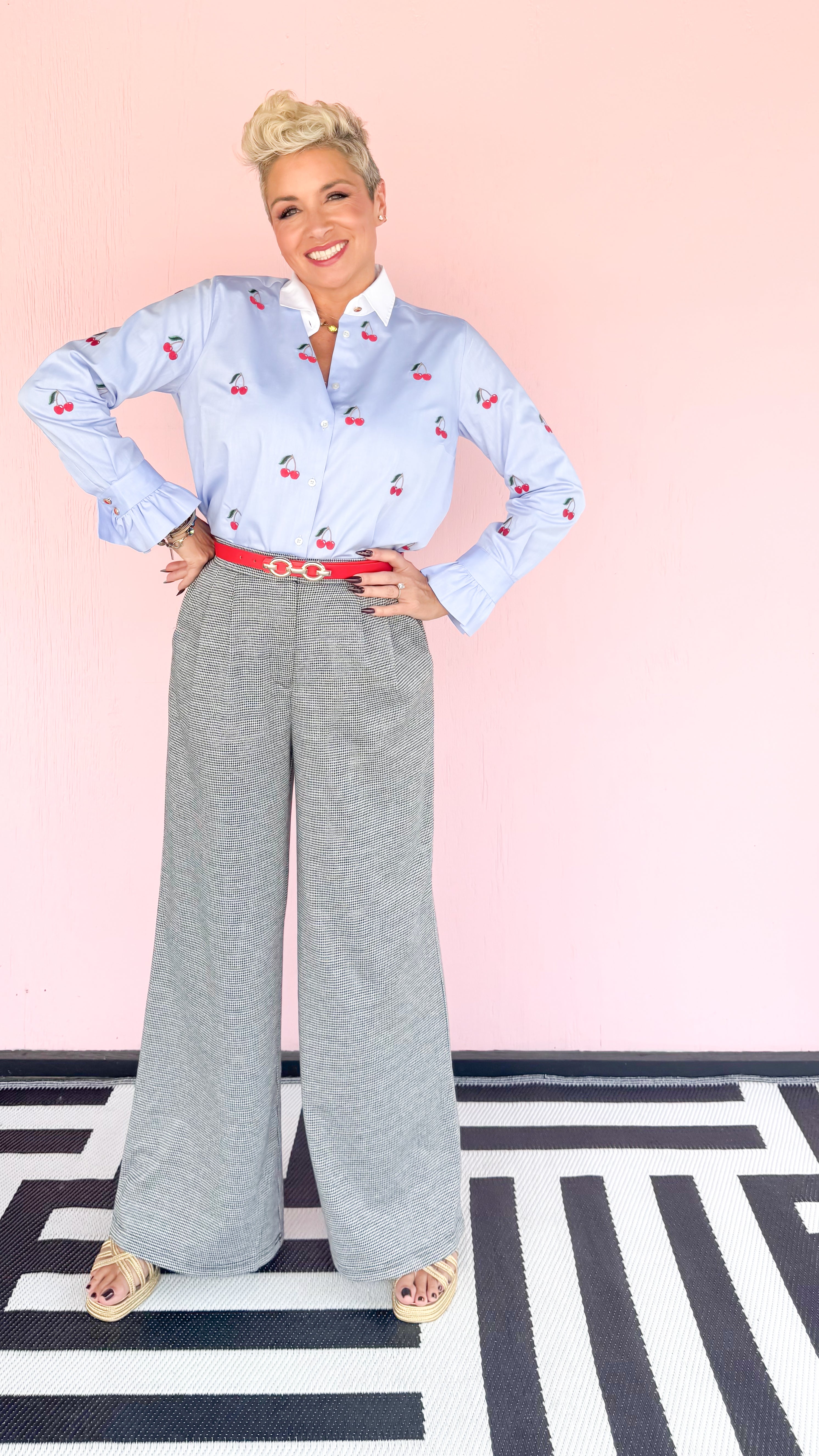 Houndstooth Wide Leg Trousers
