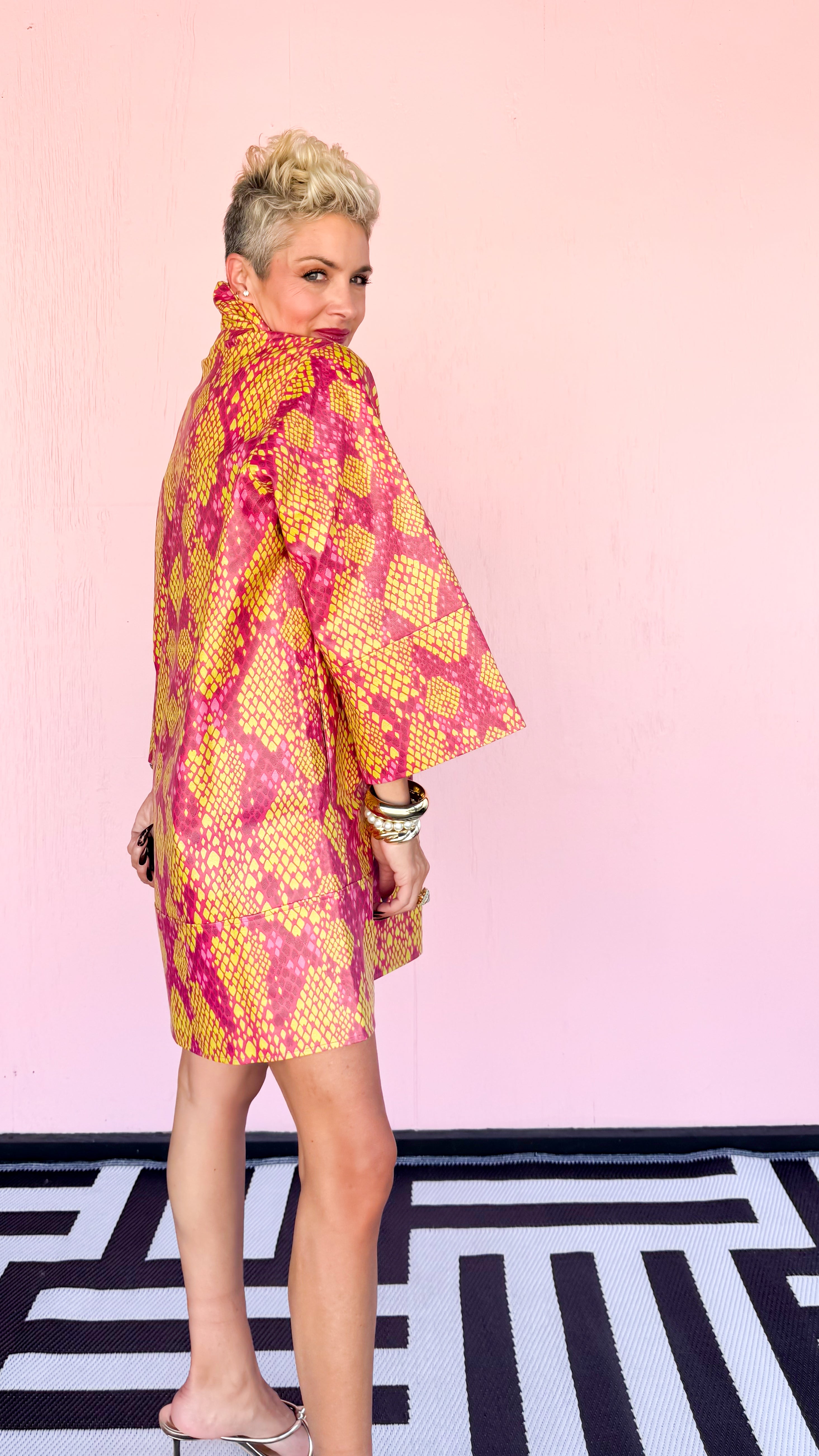 Dakota 1/2 Zip Serpent Short Dress/Pink
