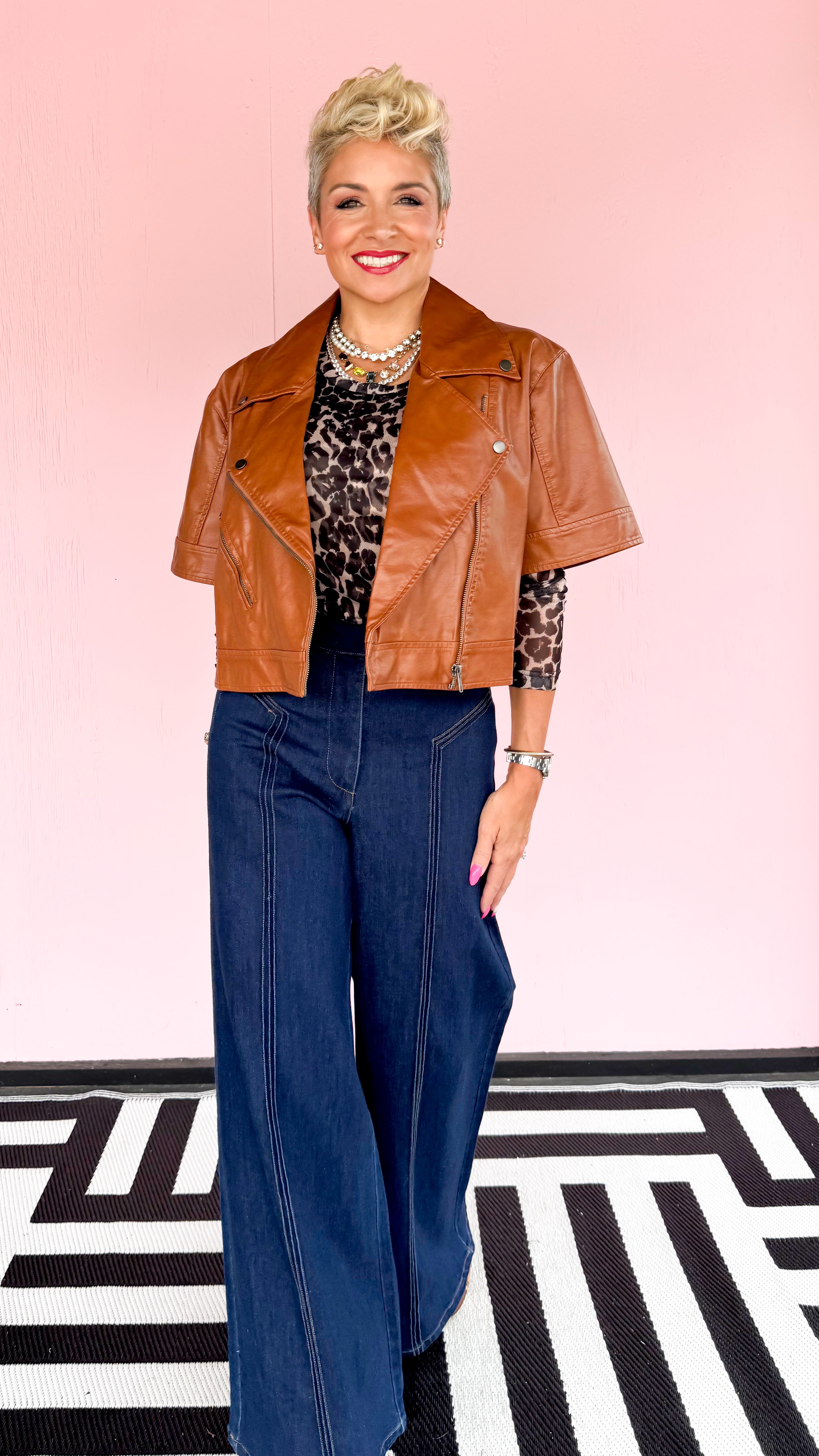 Monique Faux Leather Jacket/Brown - The BLVD
