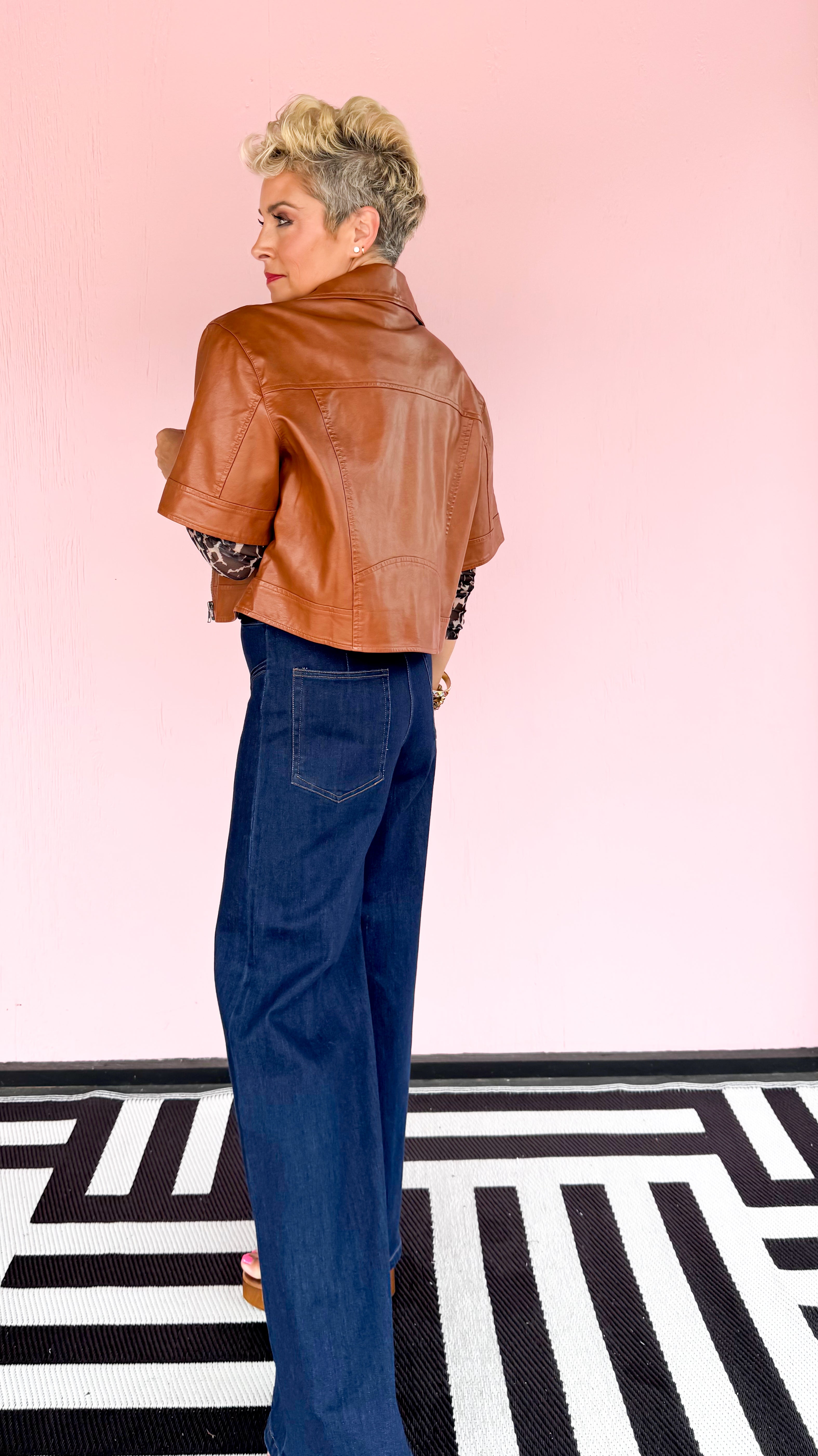 Monique Faux Leather Jacket/Brown - The BLVD