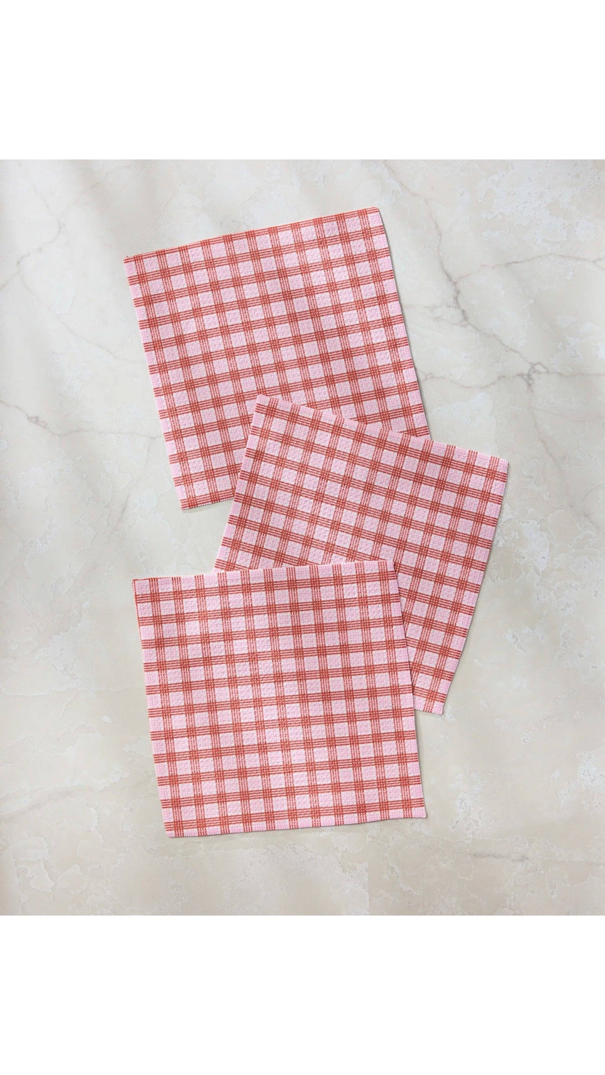 Geometry Cupid's Plaid Dishcloth Set of 3, full view on white