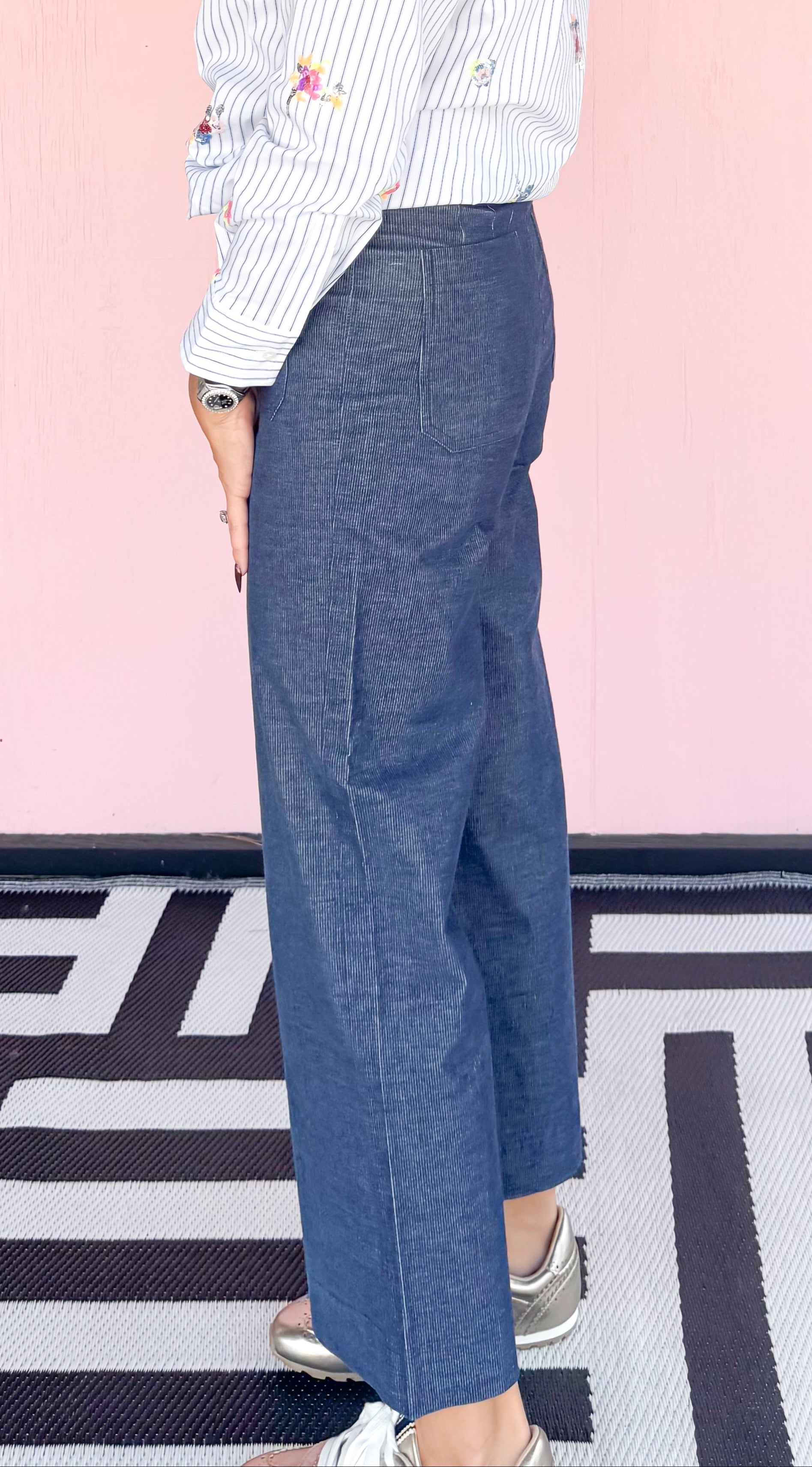 Wide Leg Pant w/ Patch Pocket in Indigo
