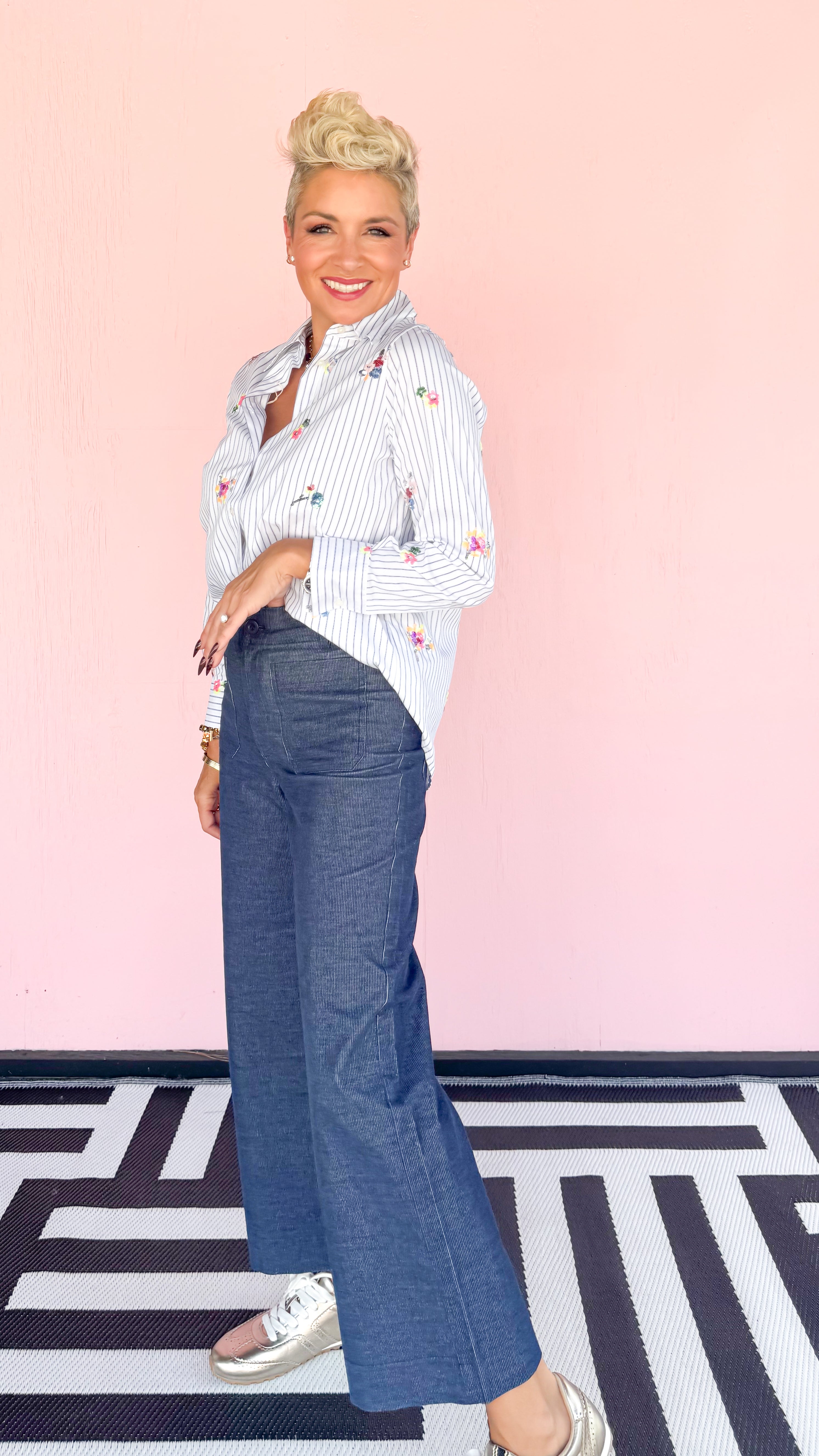 Wide Leg Pant w/ Patch Pocket in Indigo
