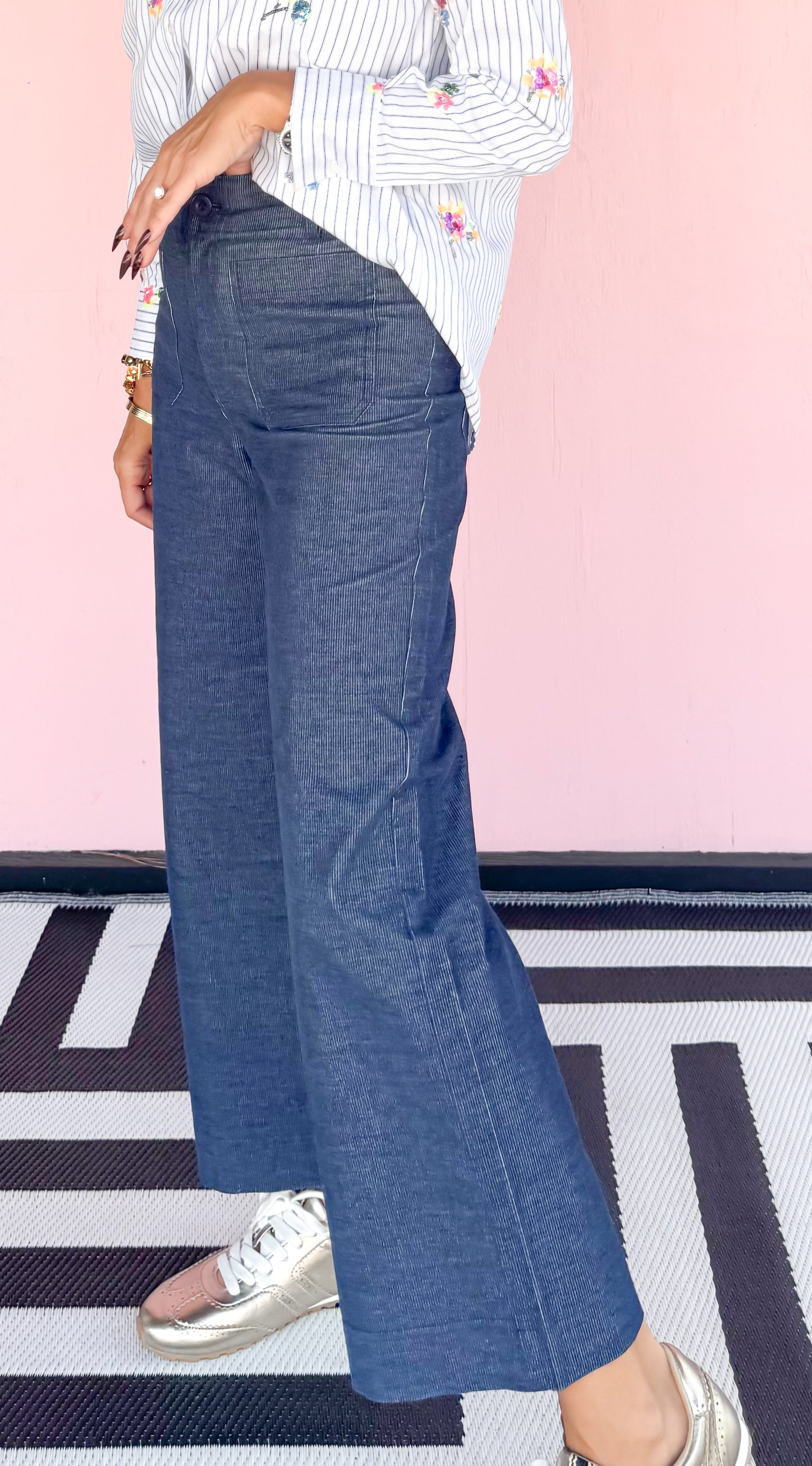 Wide Leg Pant w/ Patch Pocket in Indigo