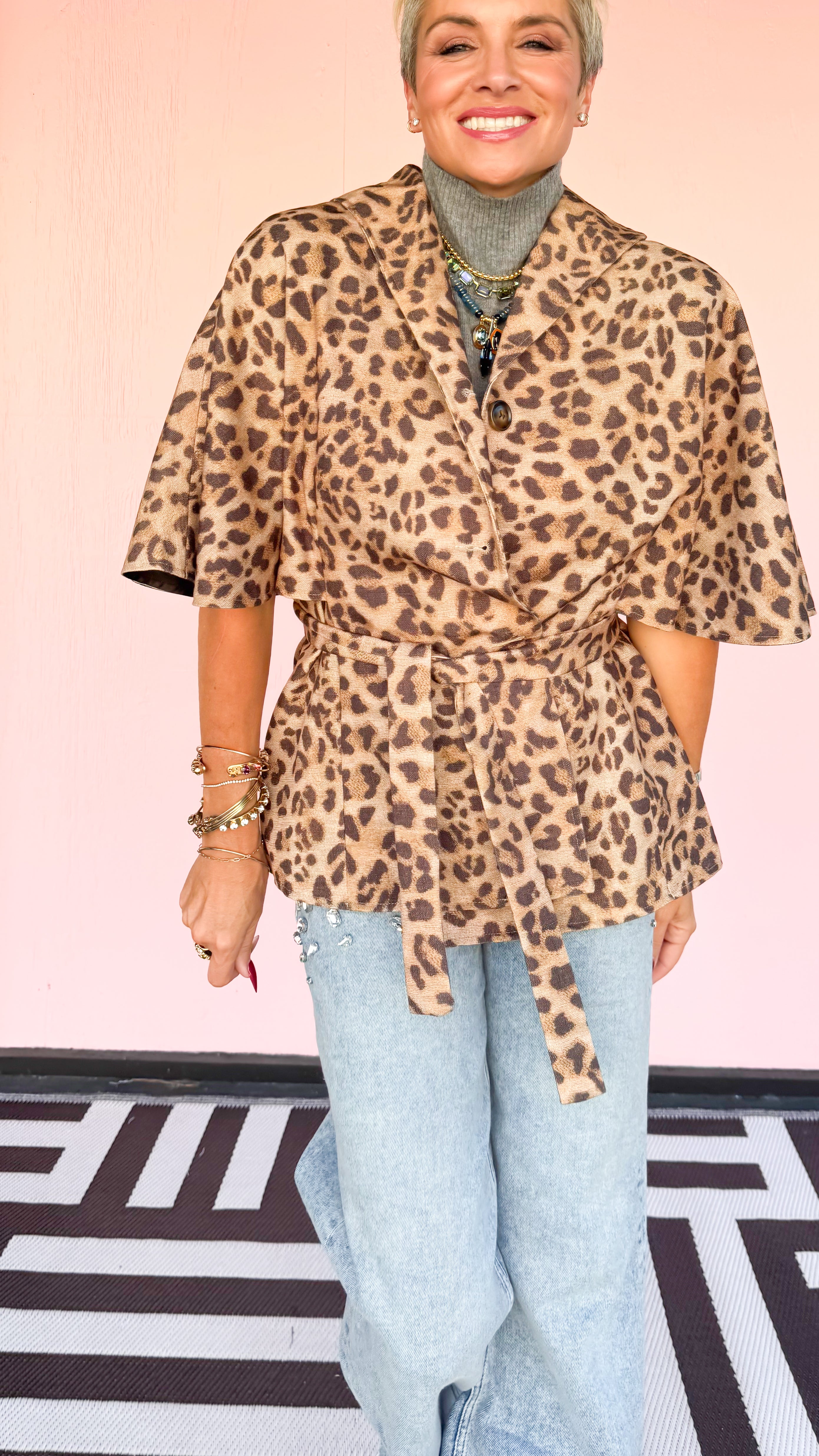 Leopard Belted Cape