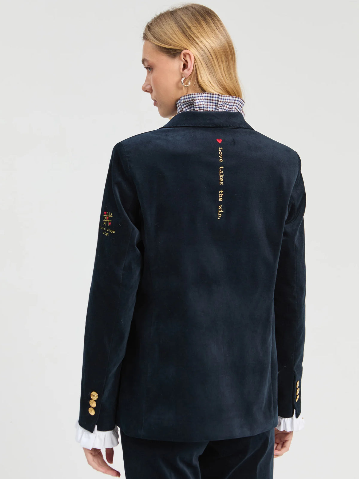 Hillary Embroidered Velvet Jacket/Navy