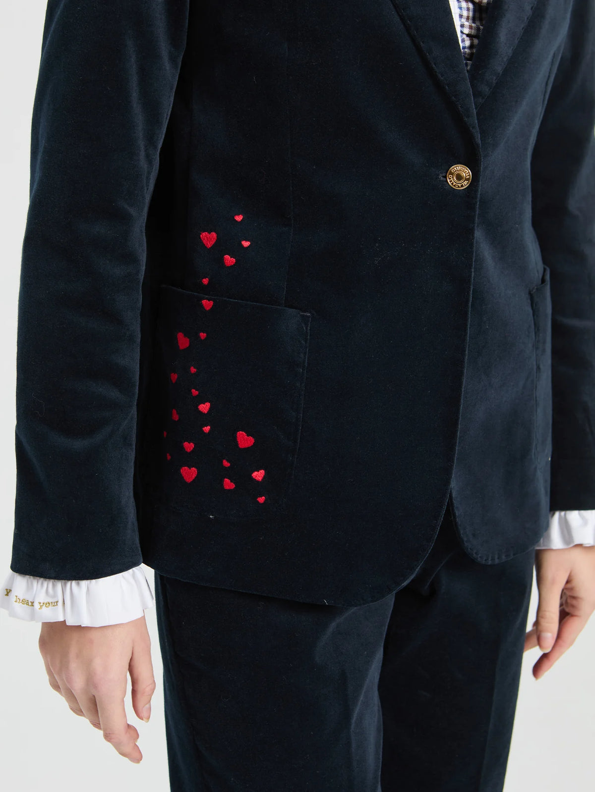 Hillary Embroidered Velvet Jacket/Navy