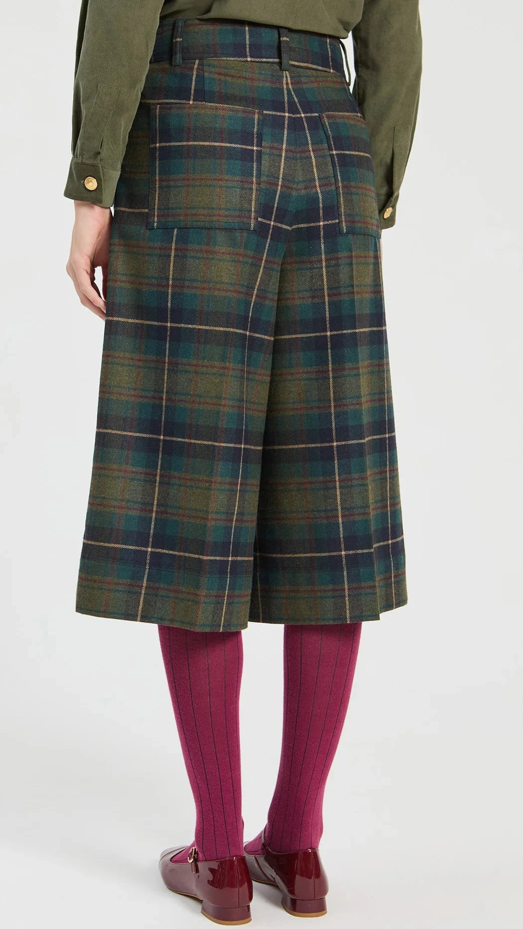 Bermuda Plaid Short/Green & Burgundy