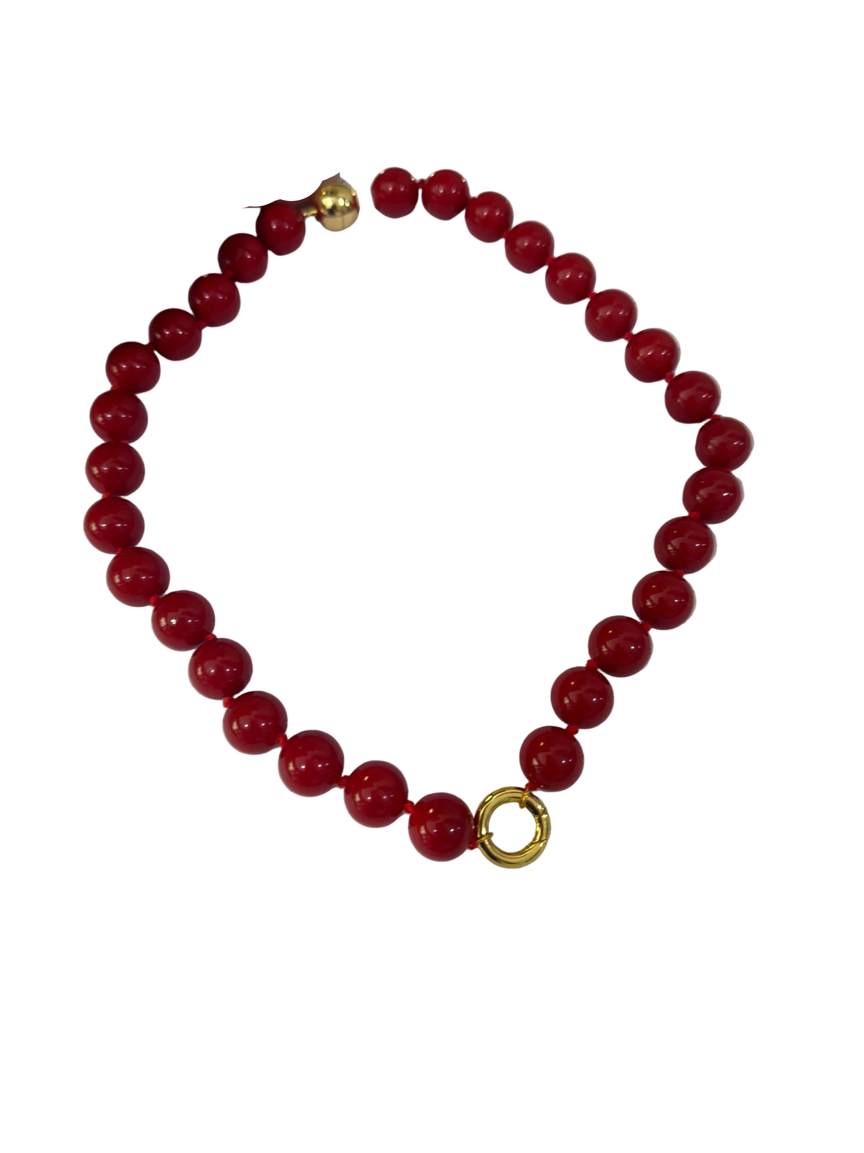 Red Bead Magnetic Clasp Necklace
