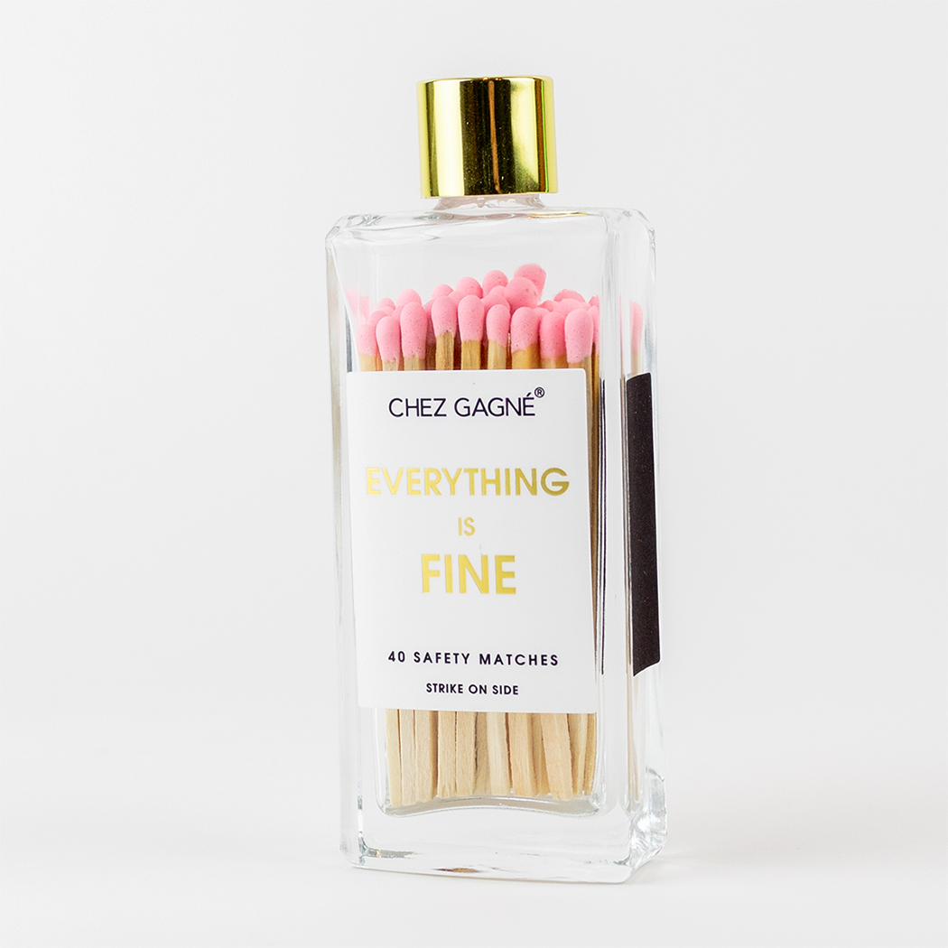 Everything is Fine/Glass Bottle Safety Matches - Pink