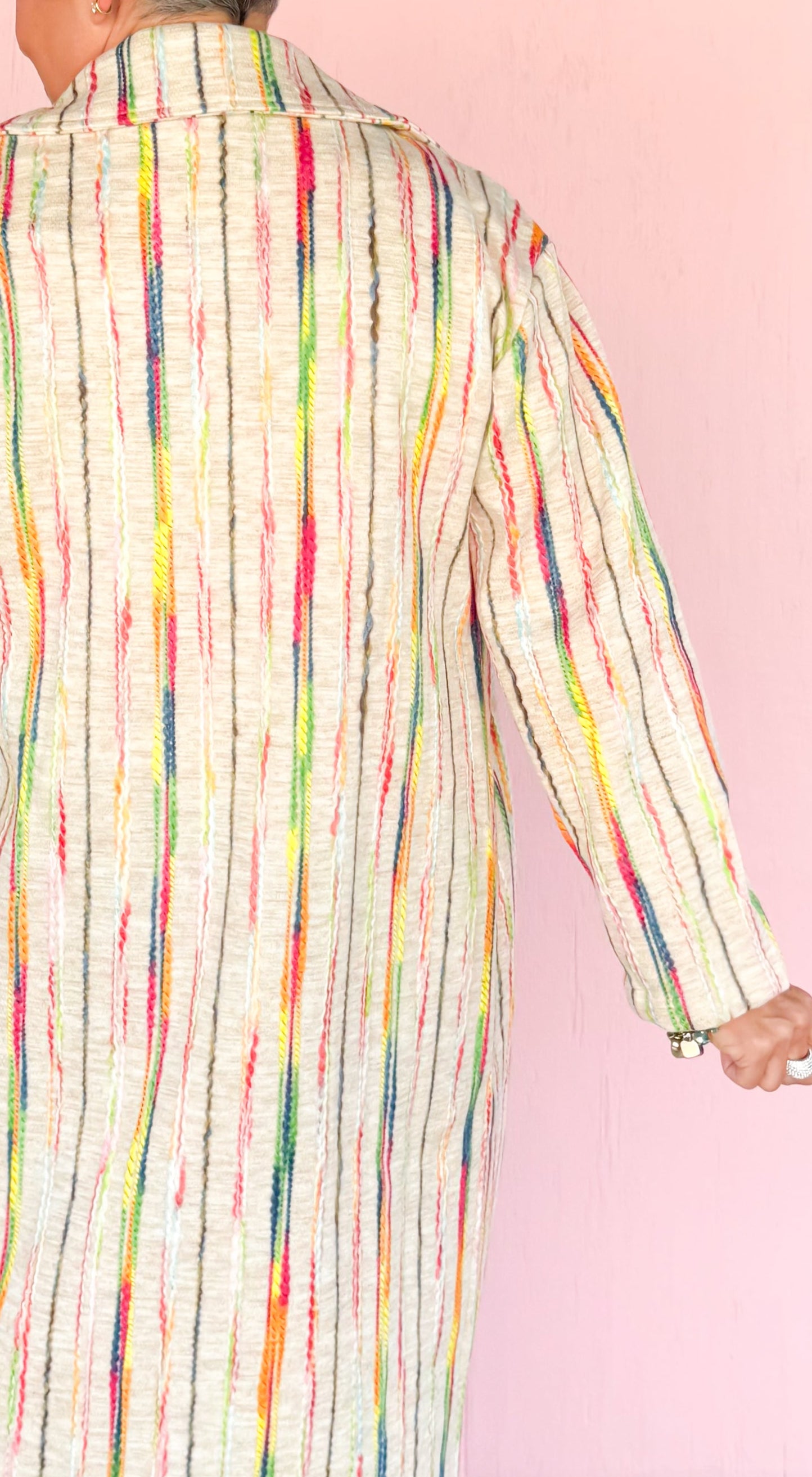 Color Stripe Button Down Coat