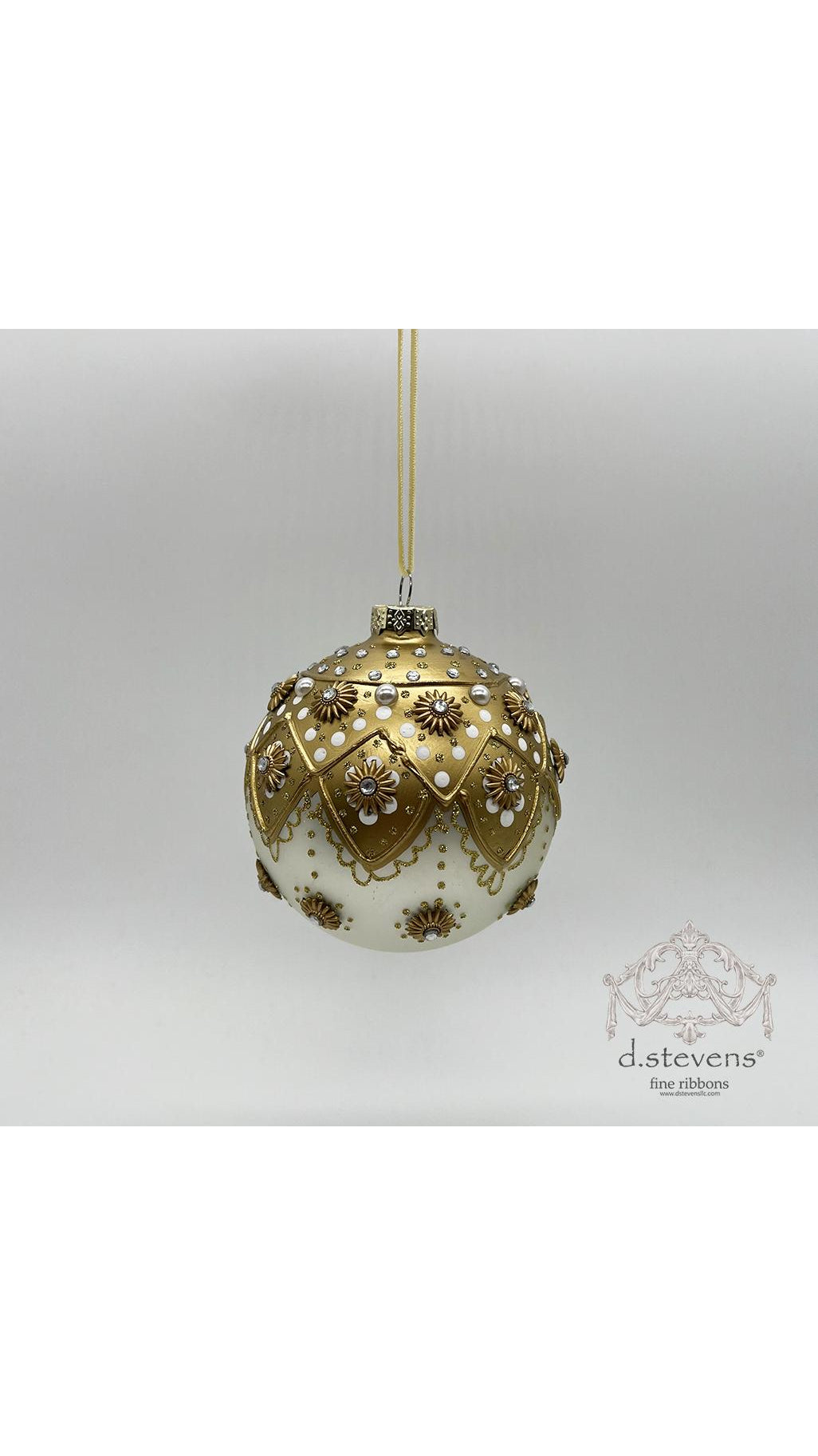 Platinum multi glittered glass jewel embellishment, 100mm, full view on white