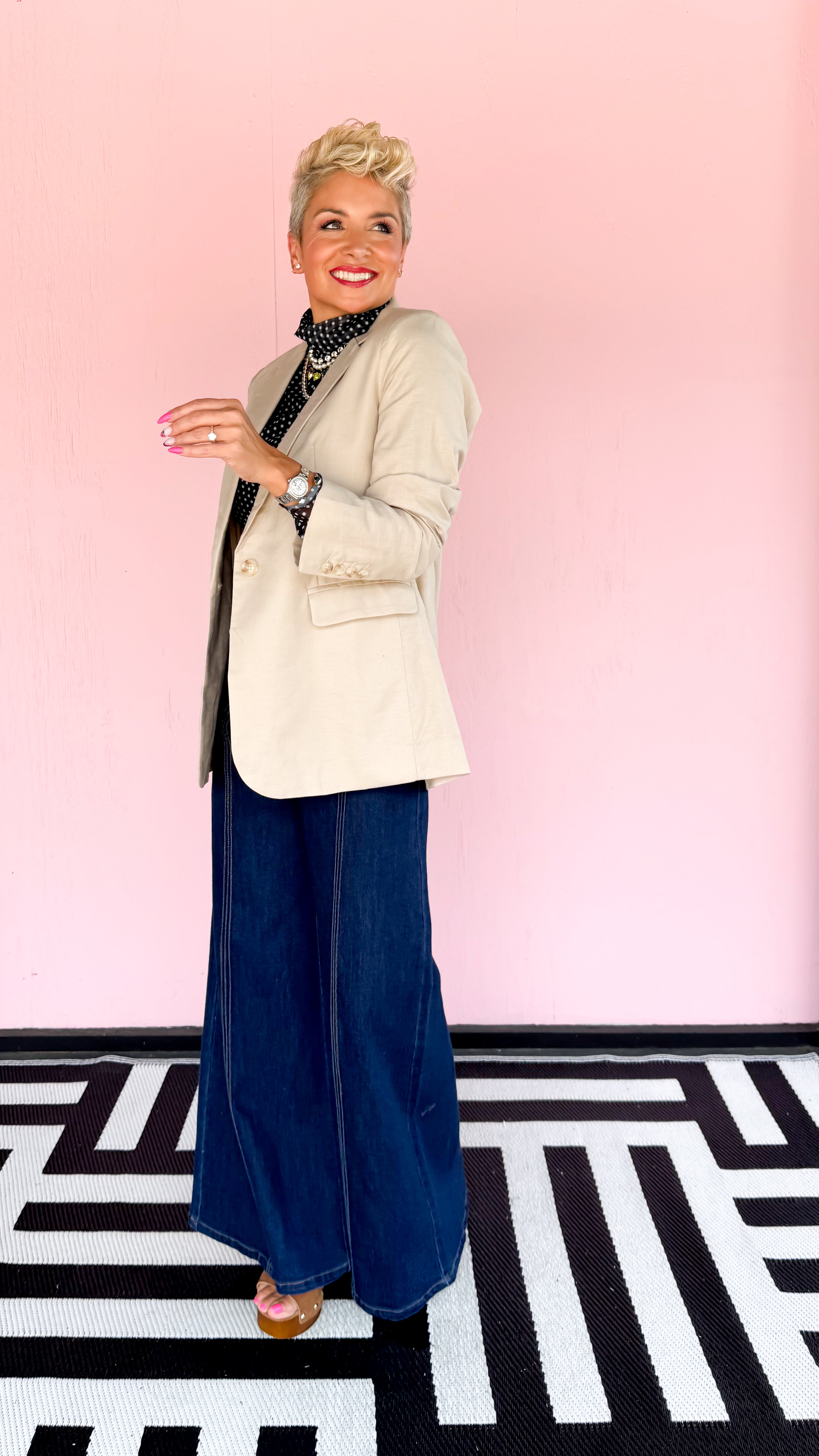 Oversized Linen Blazer/Taupe