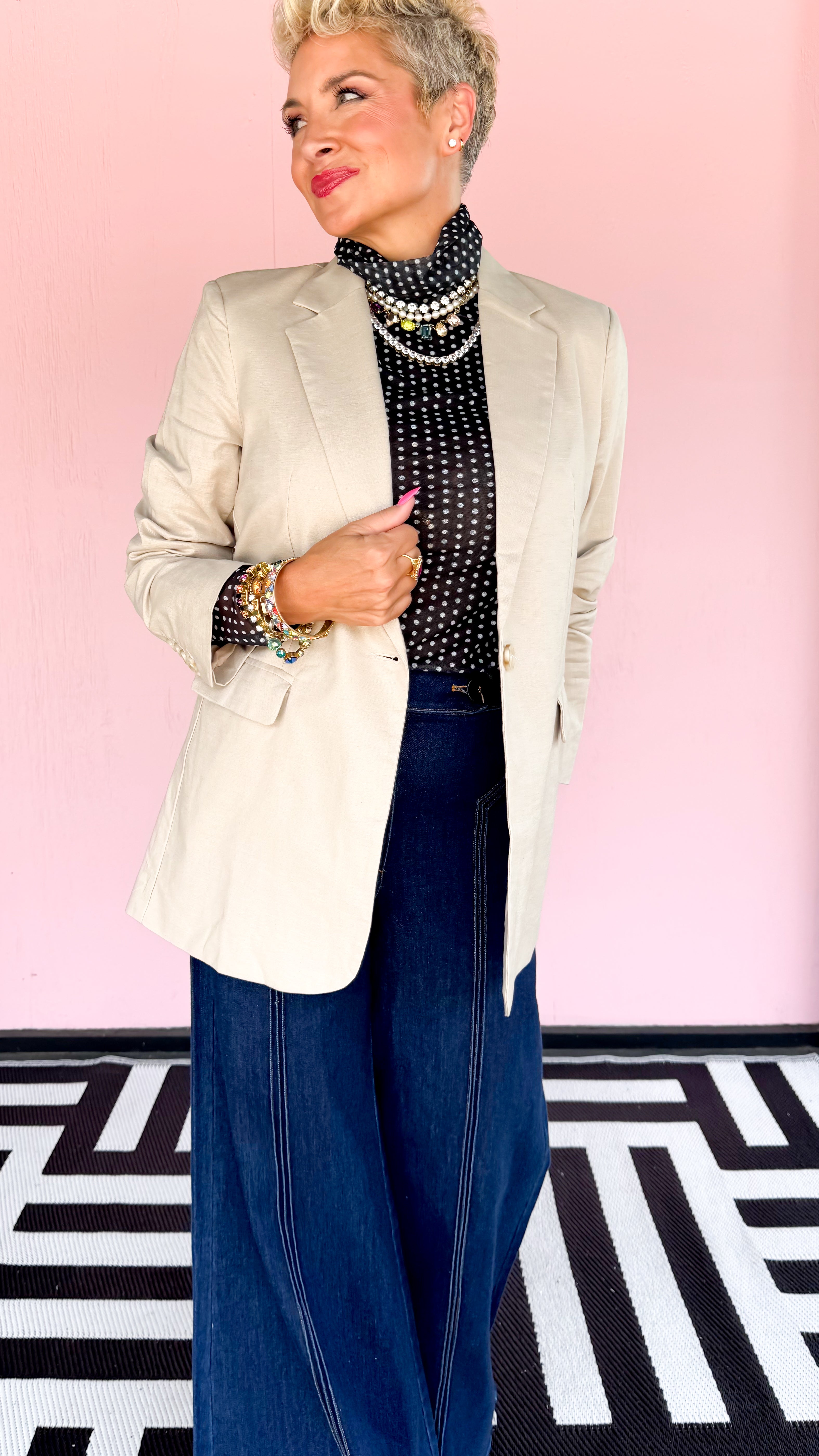 Oversized Linen Blazer/Taupe