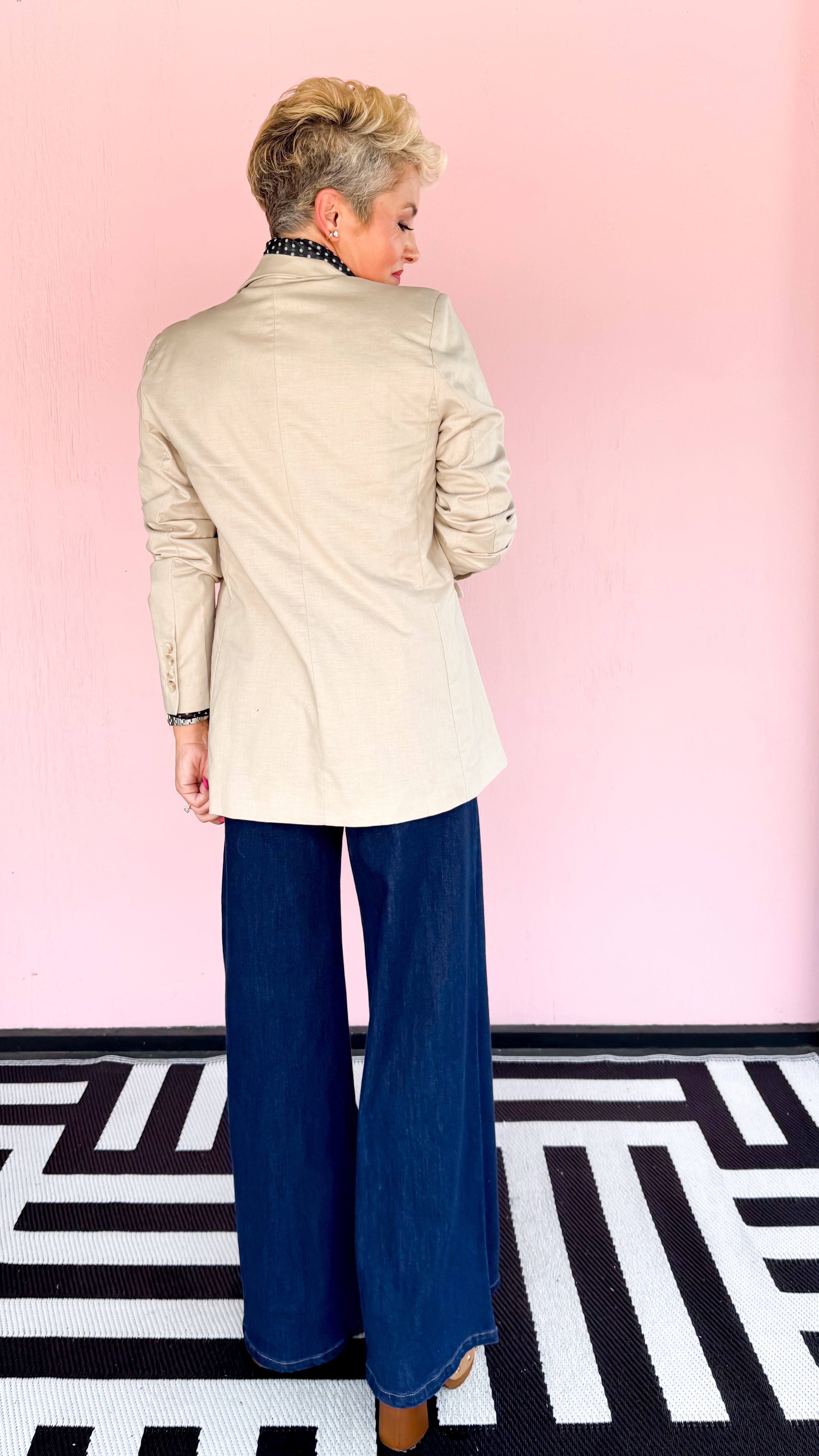 Oversized Linen Blazer/Taupe - The BLVD
