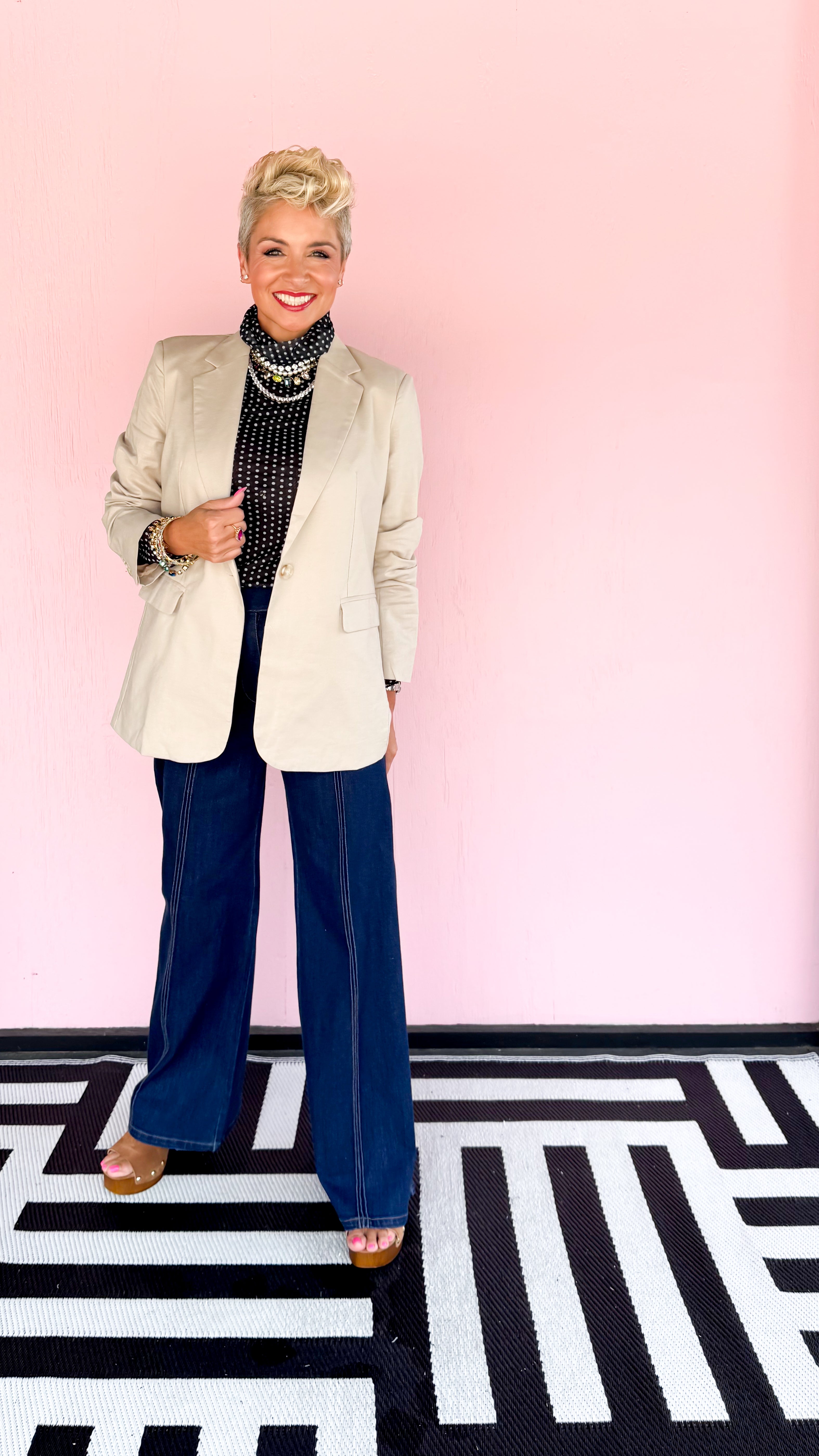 Oversized Linen Blazer/Taupe - The BLVD