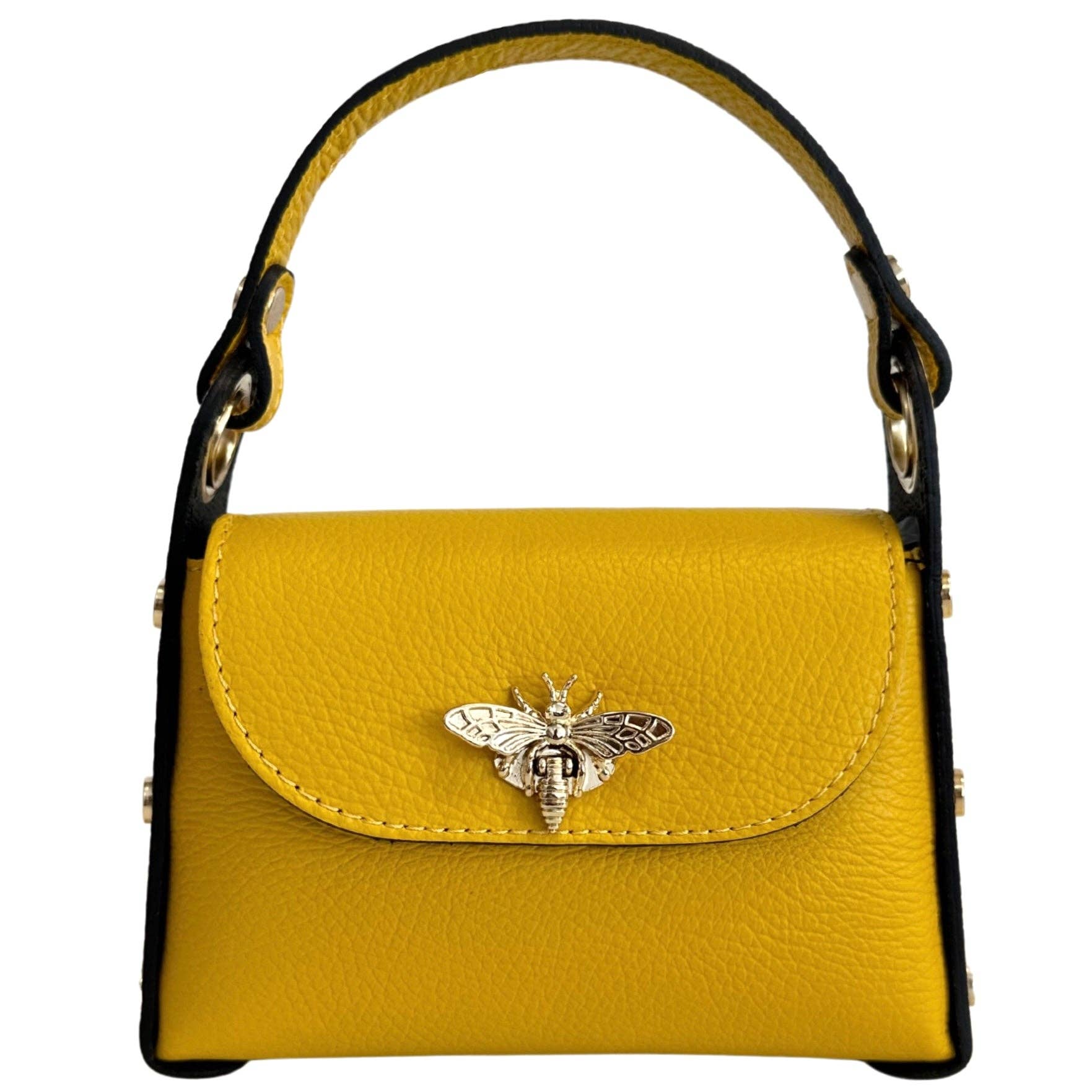 Mini leather bag with fly closure accessory - back view - BLVD Boutik