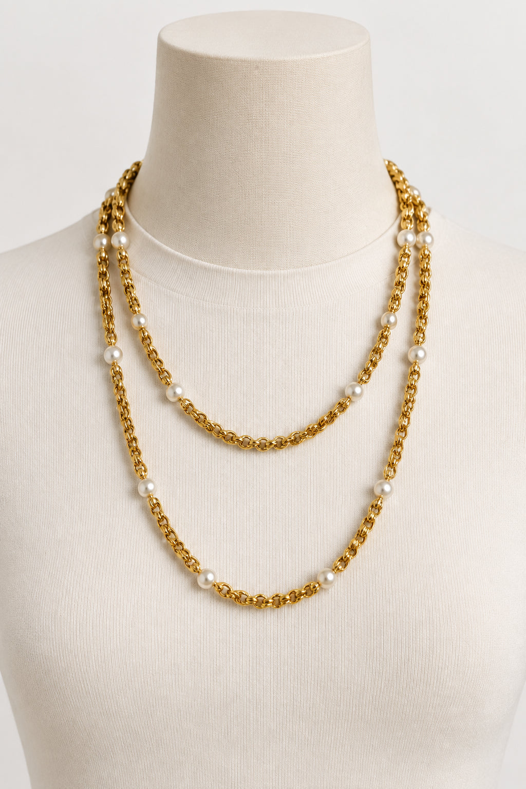 I R I & Studio Bead Station 40 inch Long Necklace, long bead station chain, alternate view