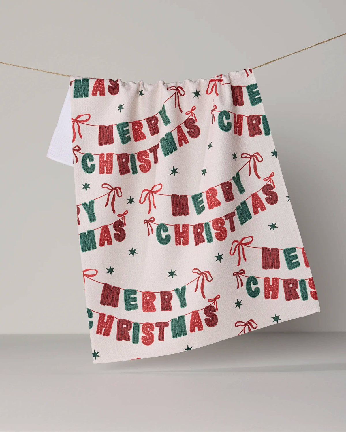 Geometry Christmas Banner holiday tea towel, 18 x 30, original product photo