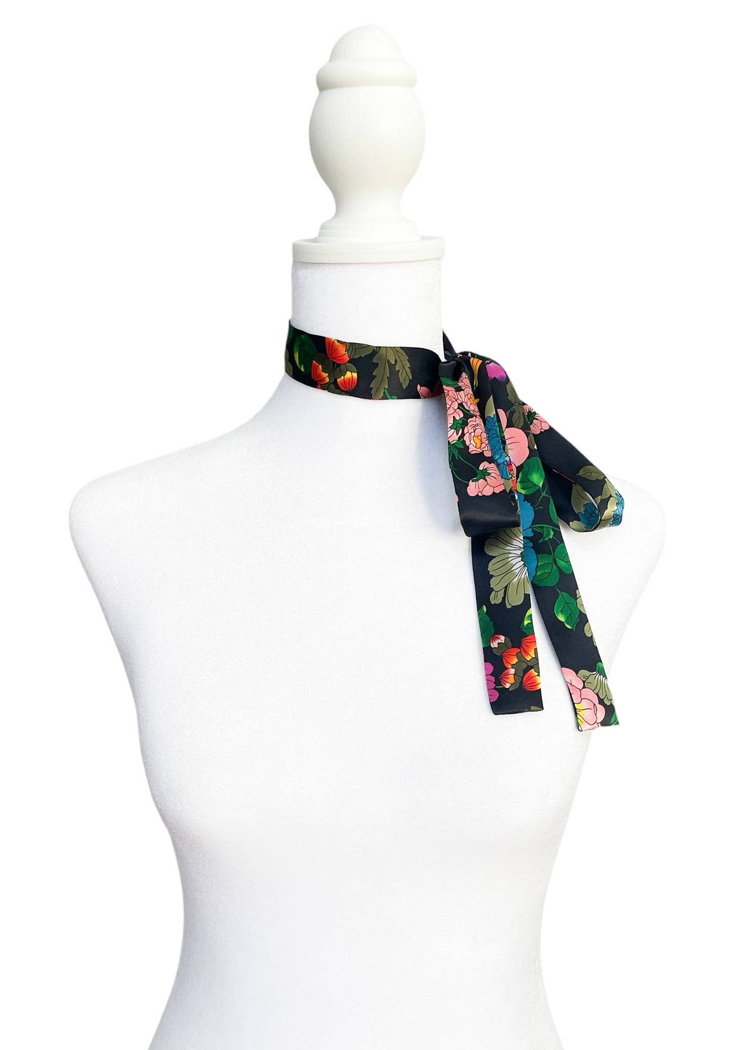 Italian Garden Silk Bow Scarf | Skinny - The BLVD