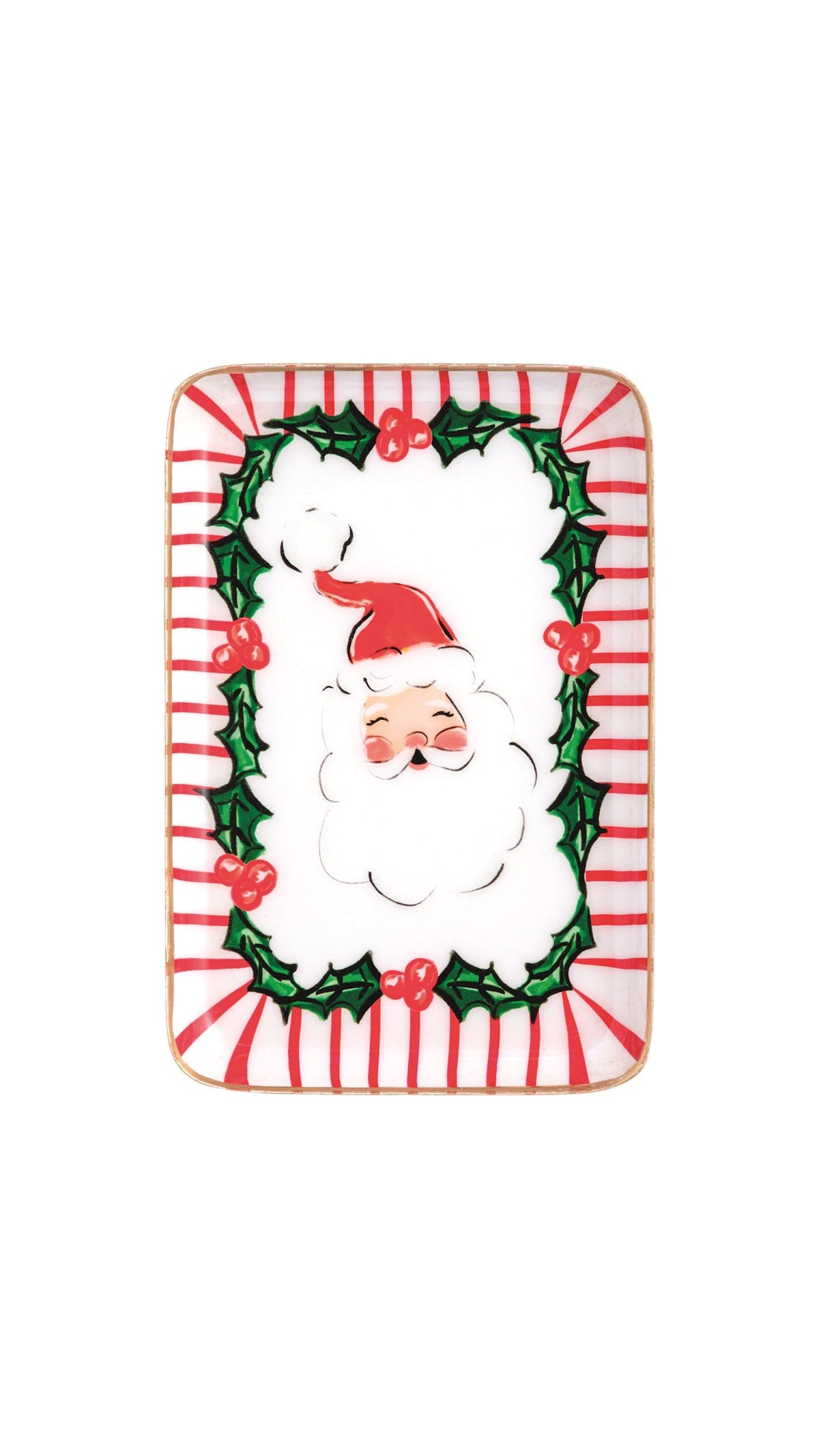 Santa Christmas Tidbit Plate full view on white