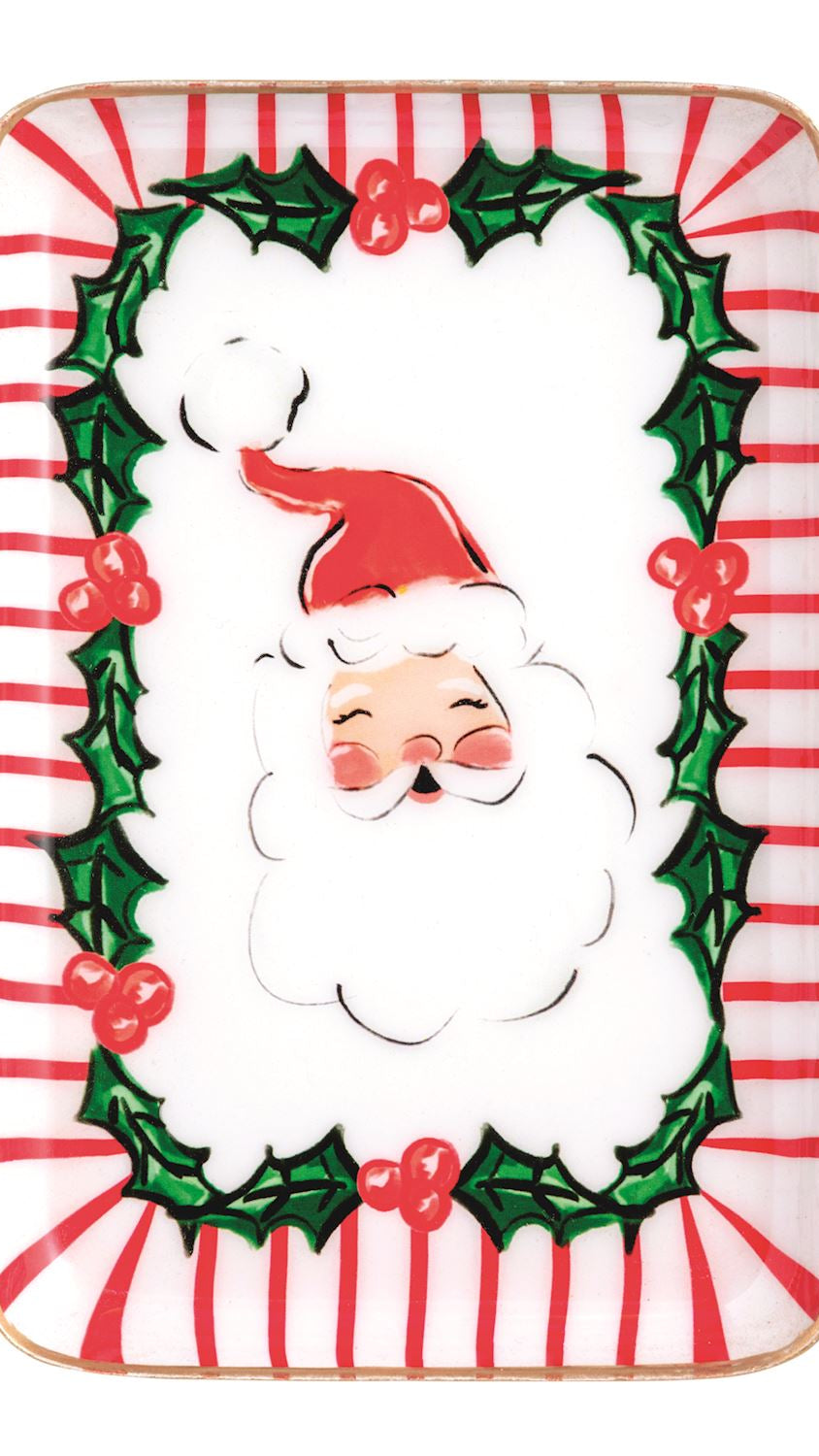 Santa Christmas tidbit plate, front view