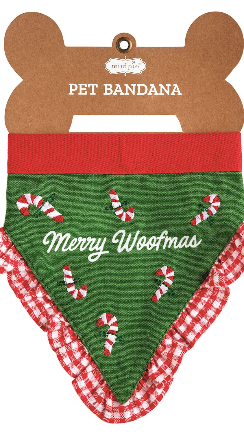 Most Likely Too embroidered holiday pet bandana, front view