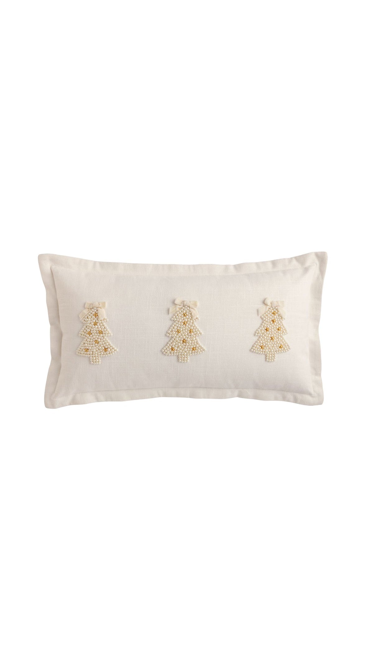 Trees Pearl Embroidered Pillow full view on white