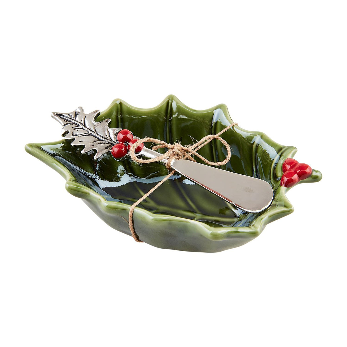 Set of small holly-trimmed ceramic tidbit bowls, full view