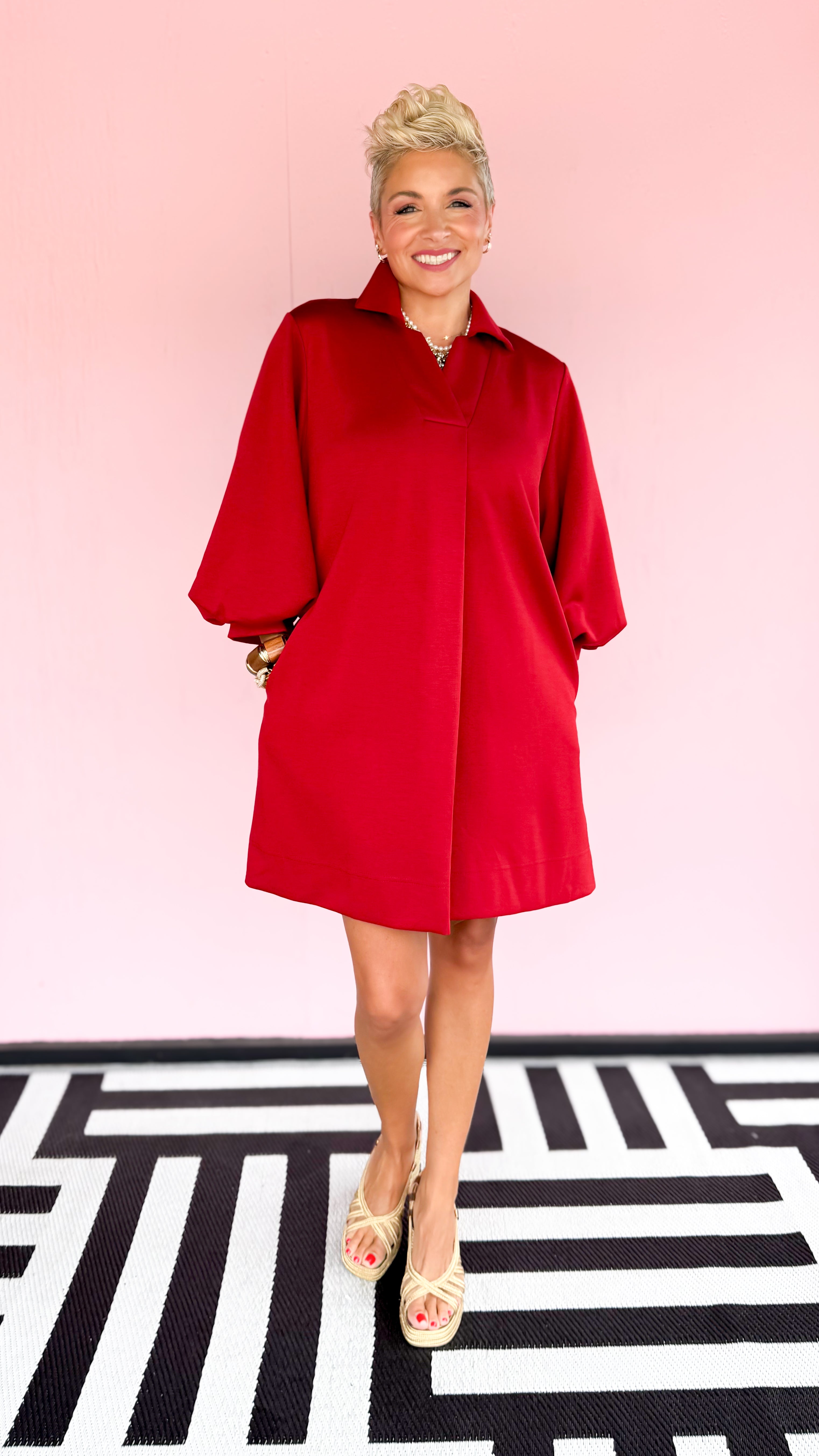 Front Pleated Mini Dress/Maroon
