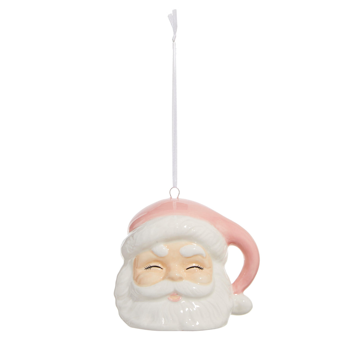 3.5 inch pink Santa Christmas ornament, full view