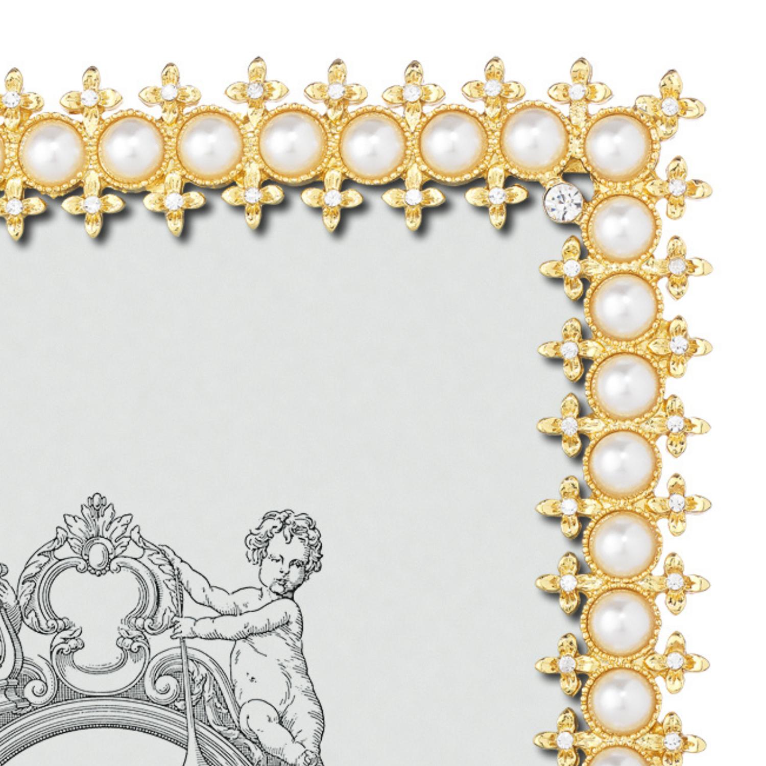 Olivia Riegel Gold Crystal and Pearl 5 x 7 picture frame