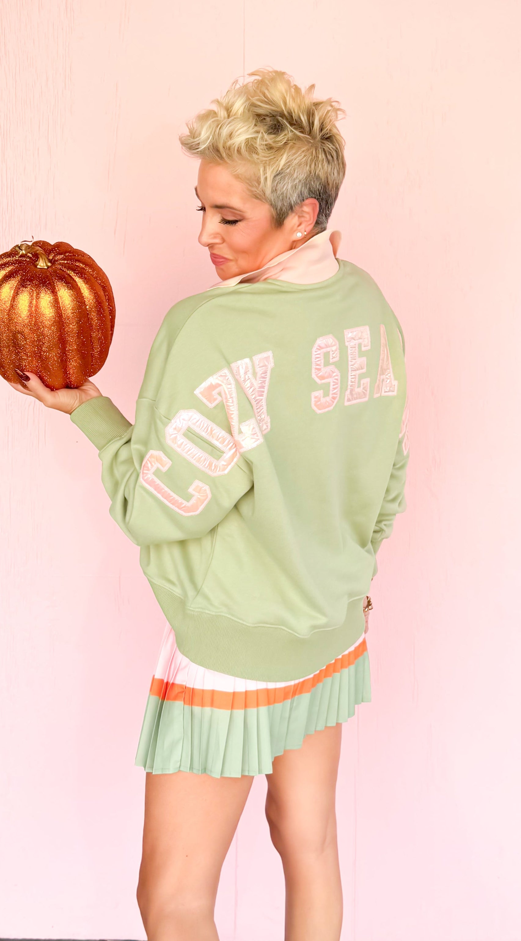 Cozy Season Sweatshirt/Pink&Green
