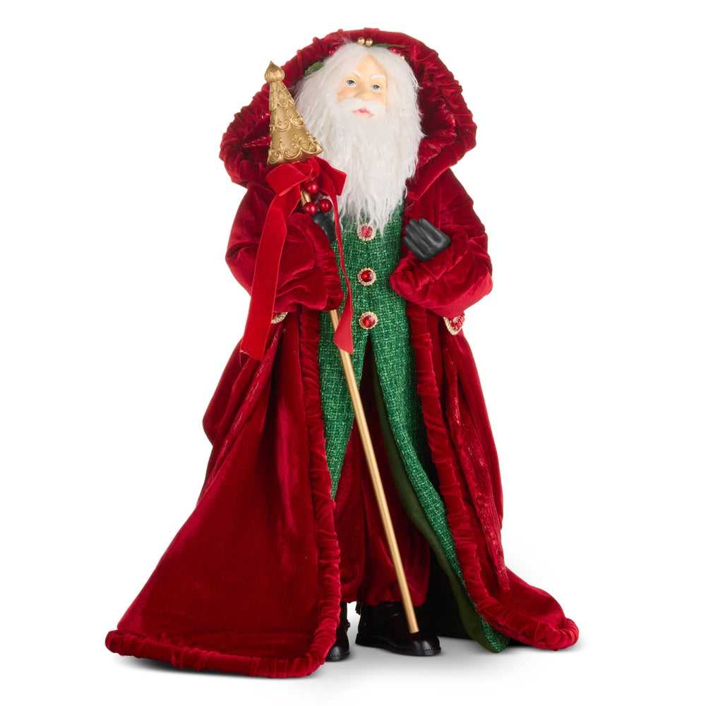 26.25 inch Enchanted Forest Santa in rich red velvety coat, full view