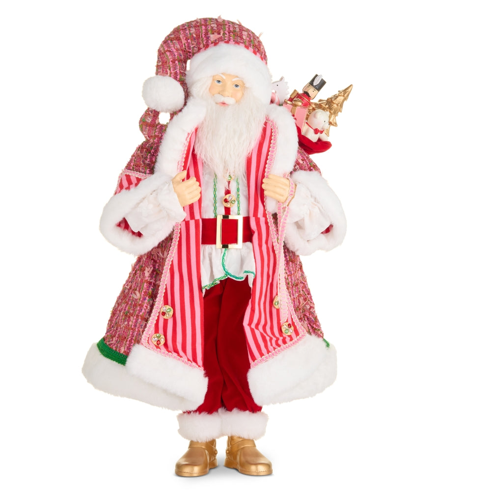26.5 inch Sugar and Spice Santa dressed in candy pinks, full view