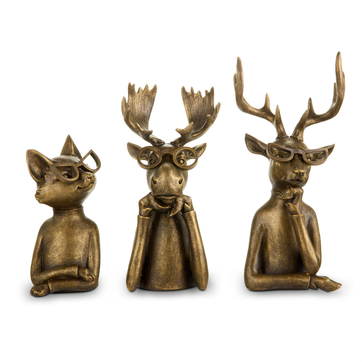 Woodland chic gold moose figure, full view